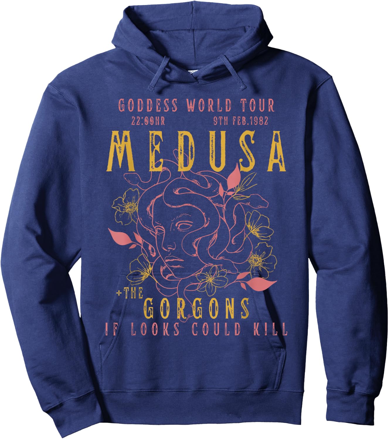 The Female Gaze Medusa Distressed Band | Goddess World Tour Hoodie - Hoodie | Navy
