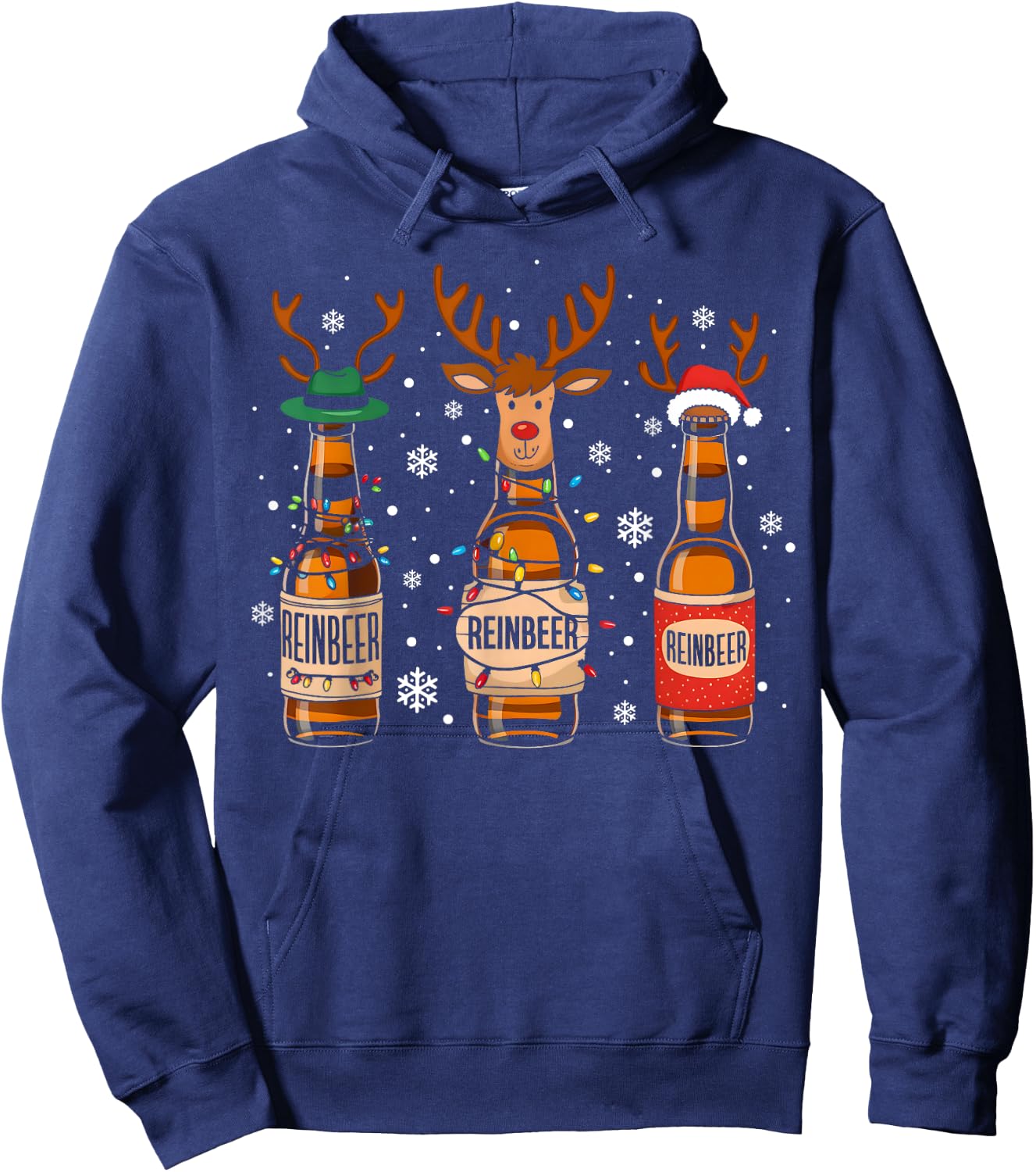 Reinbeers Funny Reindeer Beer Christmas Drinking Xmas Hoodie - Hoodie | Navy