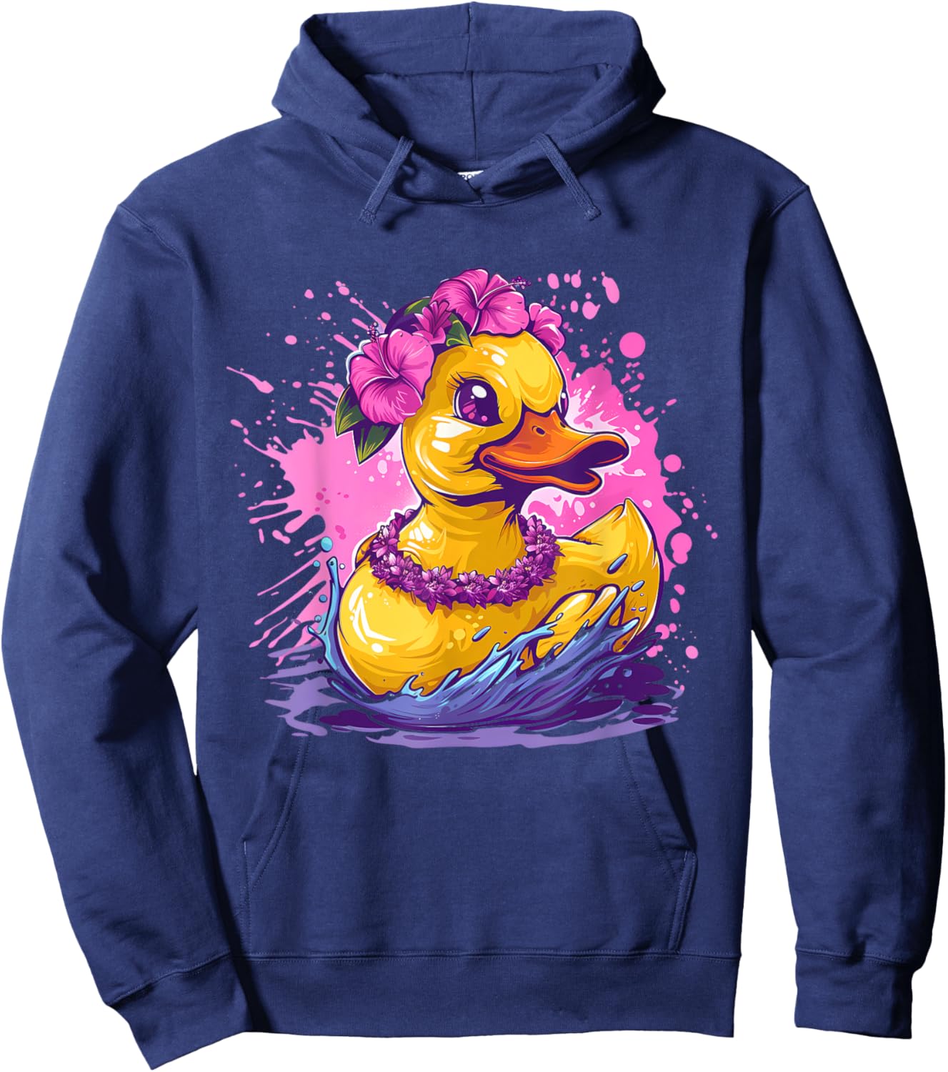 Rubber Duck Hawaiian Hawaii Watercolor Rubber Duckling Hoodie - Hoodie | Navy