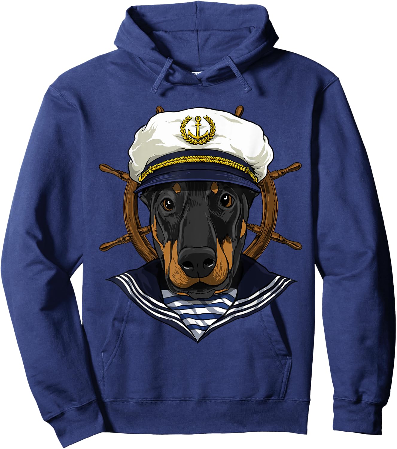 Boat Captain Doberman Dog Lover Pet Boat Lover Owner Sailor Hoodie - Hoodie | Navy