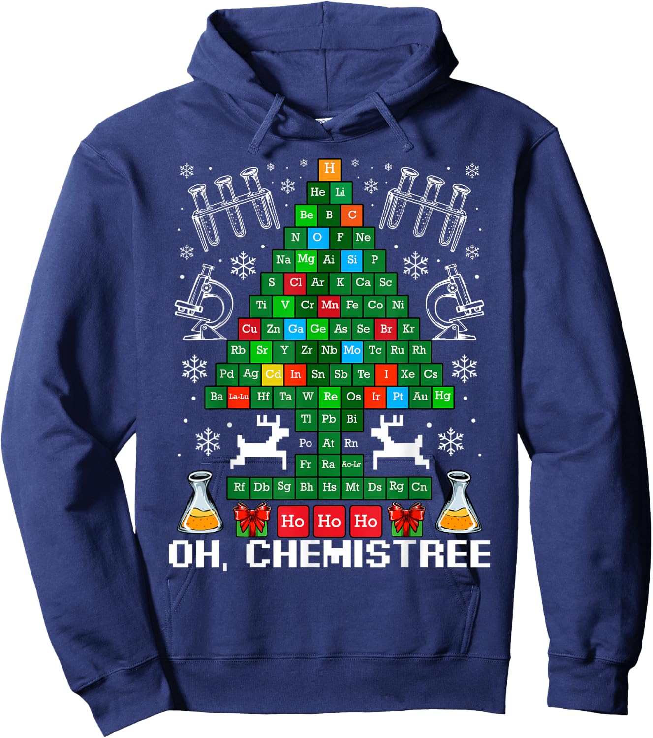 Oh Chemistree Christmas Tree Chemistry Science Funny Hoodie - Hoodie | Navy