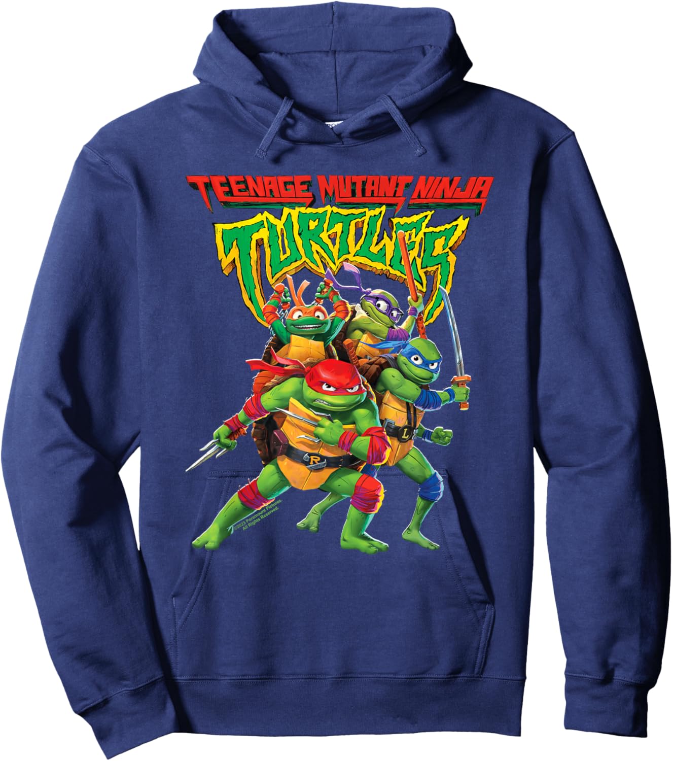 Teenage Mutant Ninja Turtles: Mutant Mayhem Logo with Group Small Hoodie - Hoodie | Navy