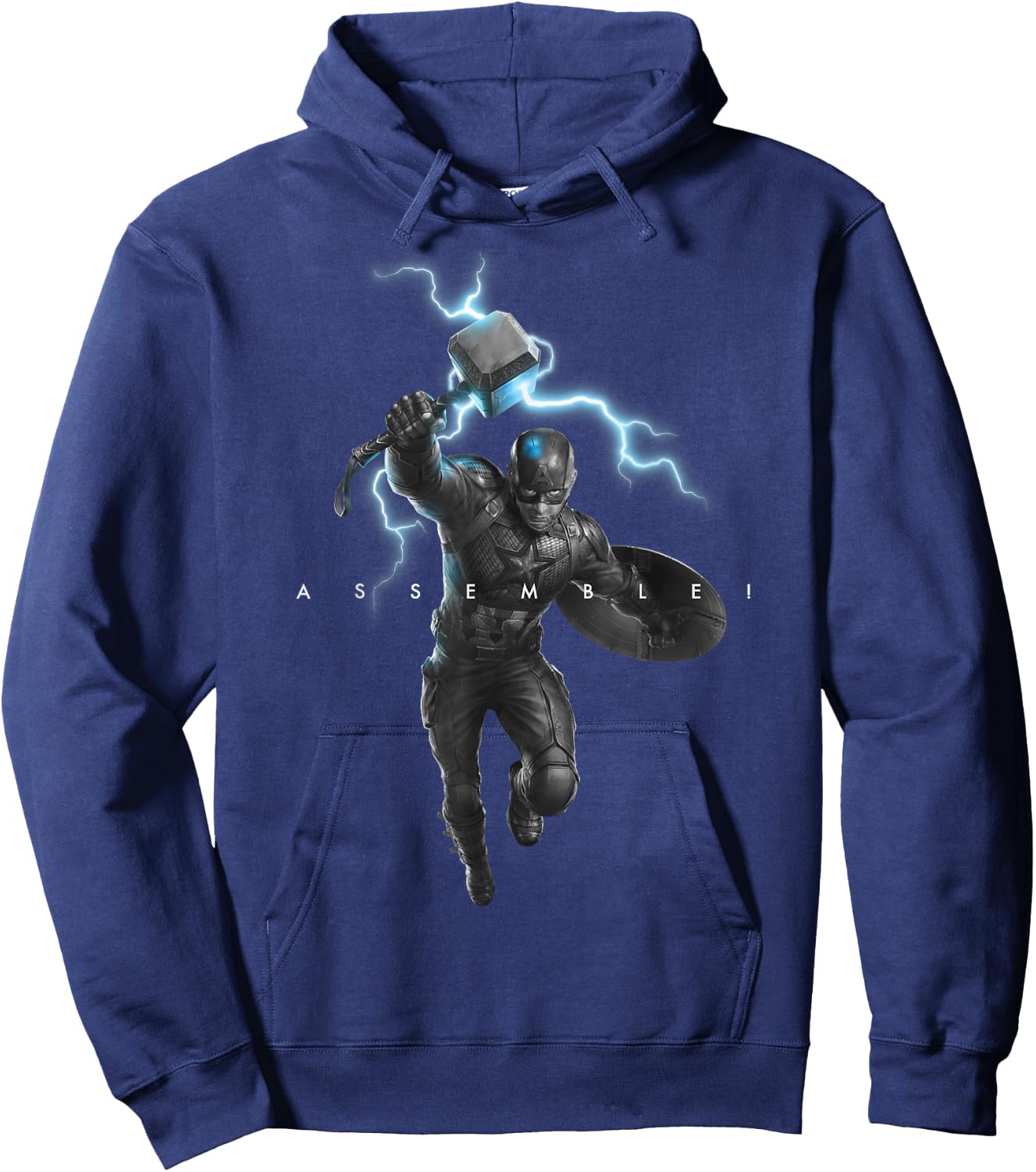 Marvel Avengers Endgame Captain America Assemble Lightning Hoodie - Hoodie | Navy