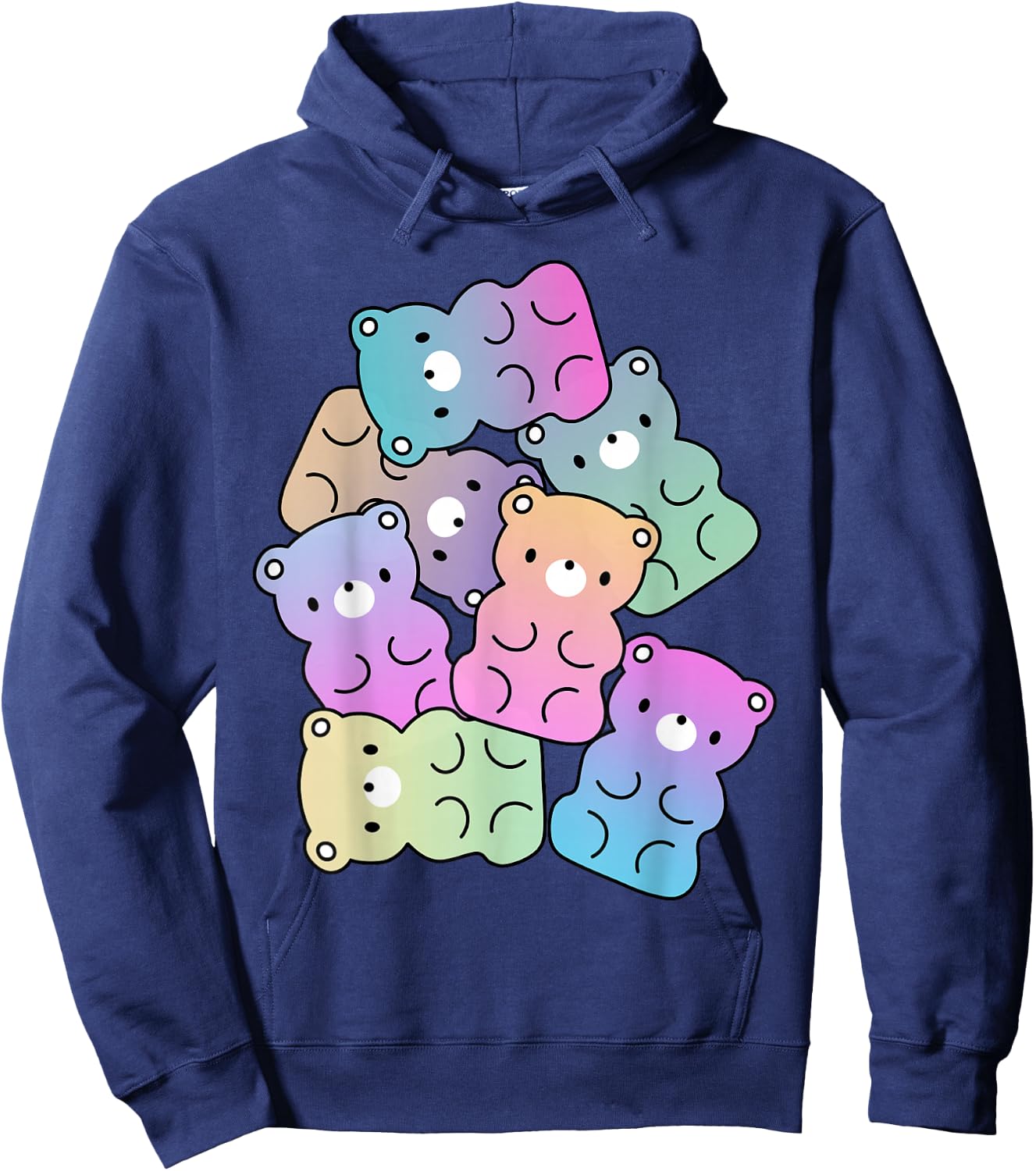 Rainbow Gummy Bear Design Kawaii Aesthetic Teens Hoodie - Hoodie | Navy