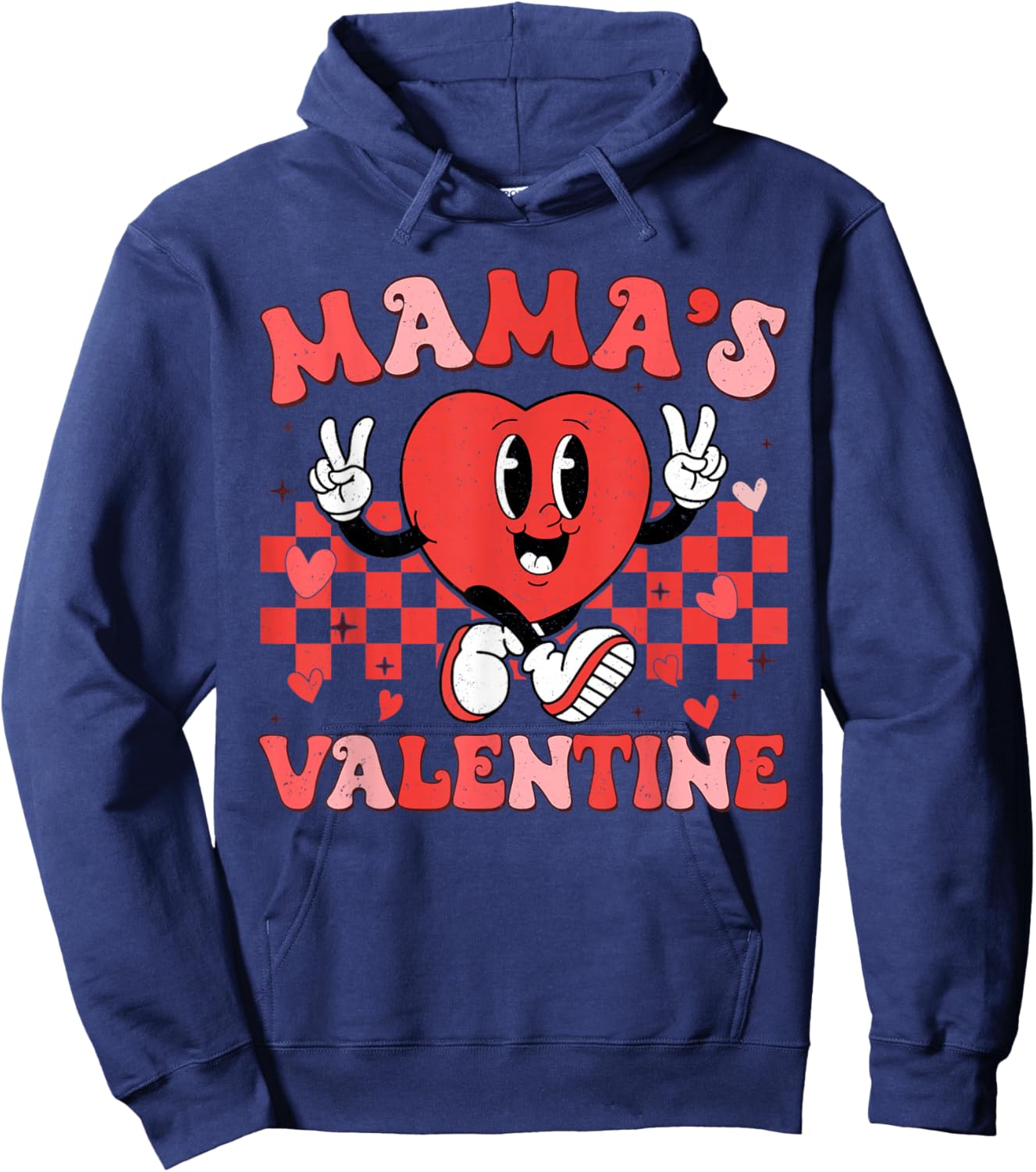 Retro Groovy Mama is My Valentine Cute Heart Boys Girls Kids Hoodie - Hoodie | Navy