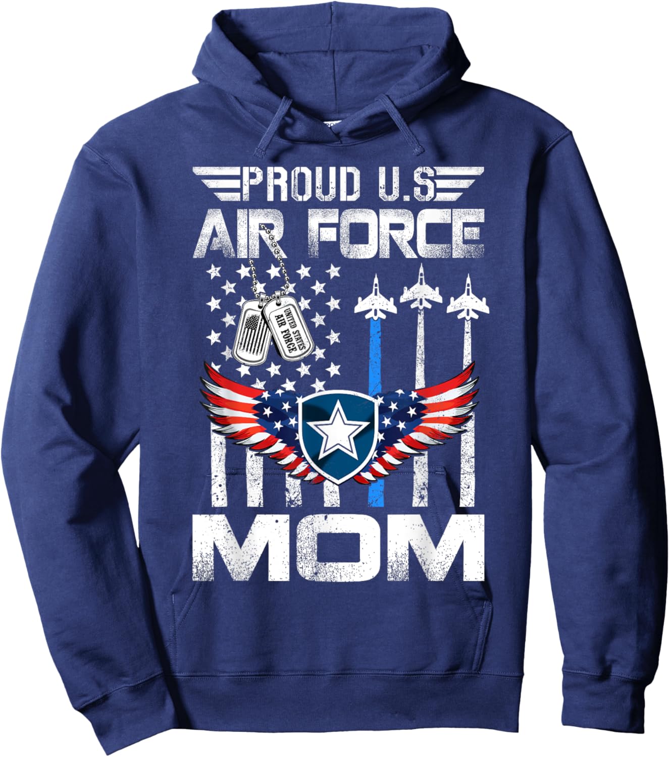 Proud US Air Force Mom Flag Air Force Graduation Mom Hoodie - Hoodie | Navy