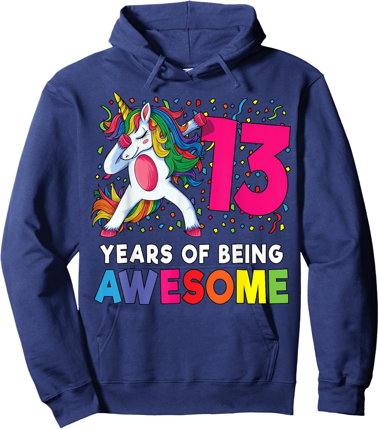 13th Birthday Dabbing Unicorn Party Gift 13 Years Old Girls Hoodie - Hoodie | Navy