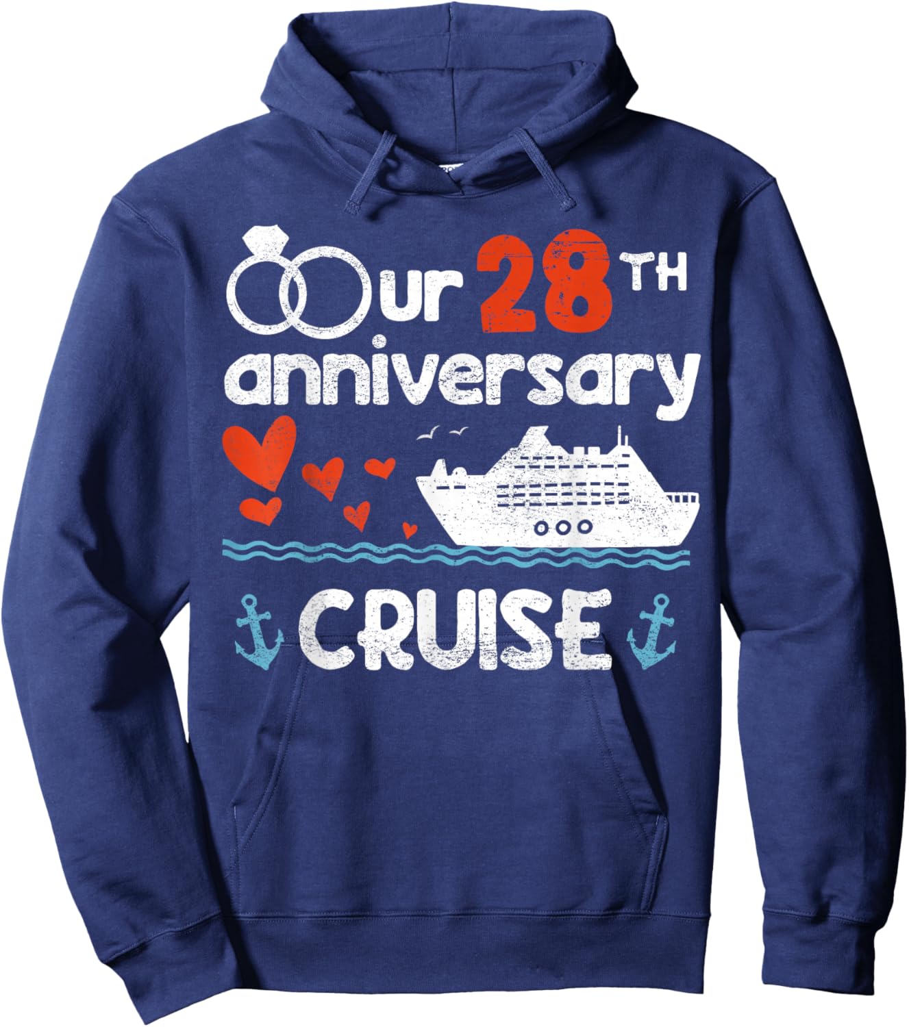 Our 28th Wedding Anniversary Cruise 28 Years Anniversary Hoodie - Hoodie | Navy