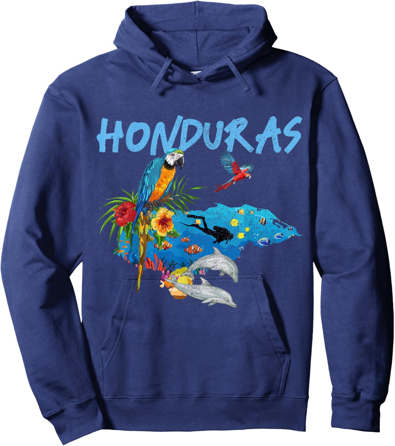 Honduras Map Nature Parrot Diving Souvenir Pride Hoodie - Hoodie | Navy