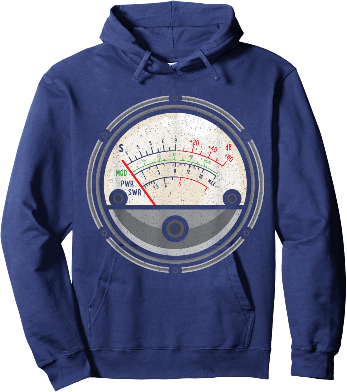 Ham Radio Operator Administrator Nerd SWR Meter Distressed Hoodie - Hoodie | Navy
