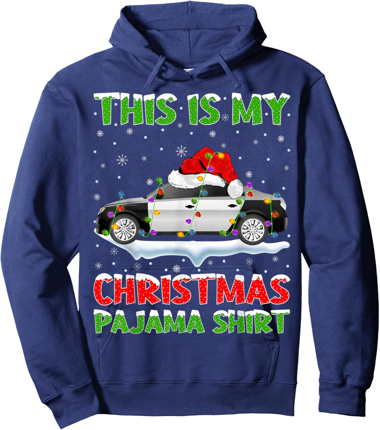 Police Car Xmas Tree Lights This Is My Christmas Pajama Hoodie - Hoodie | Navy