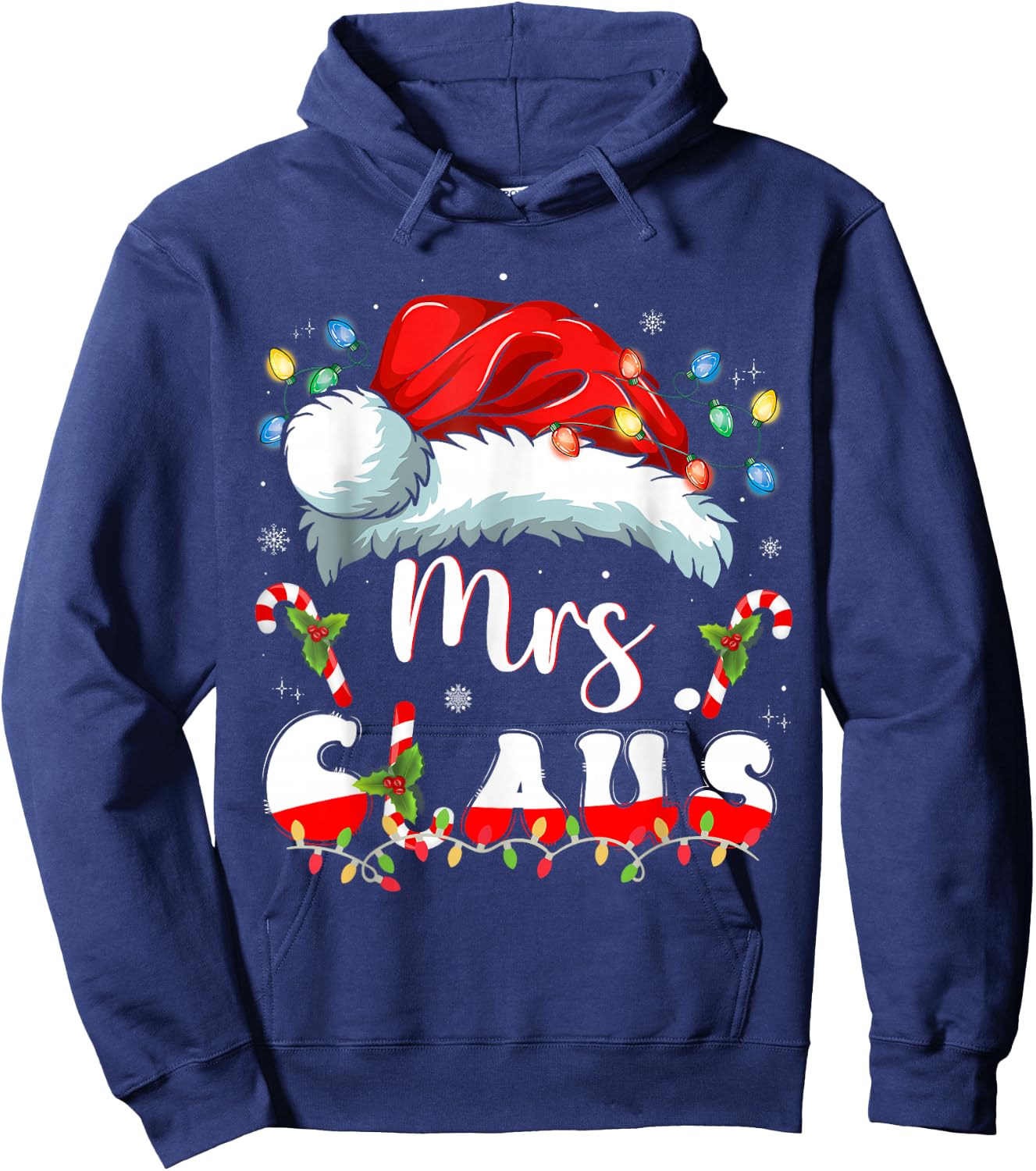 Mr and Mrs Claus Couples Matching Christmas Pajamas Santa Hoodie - Hoodie | Navy