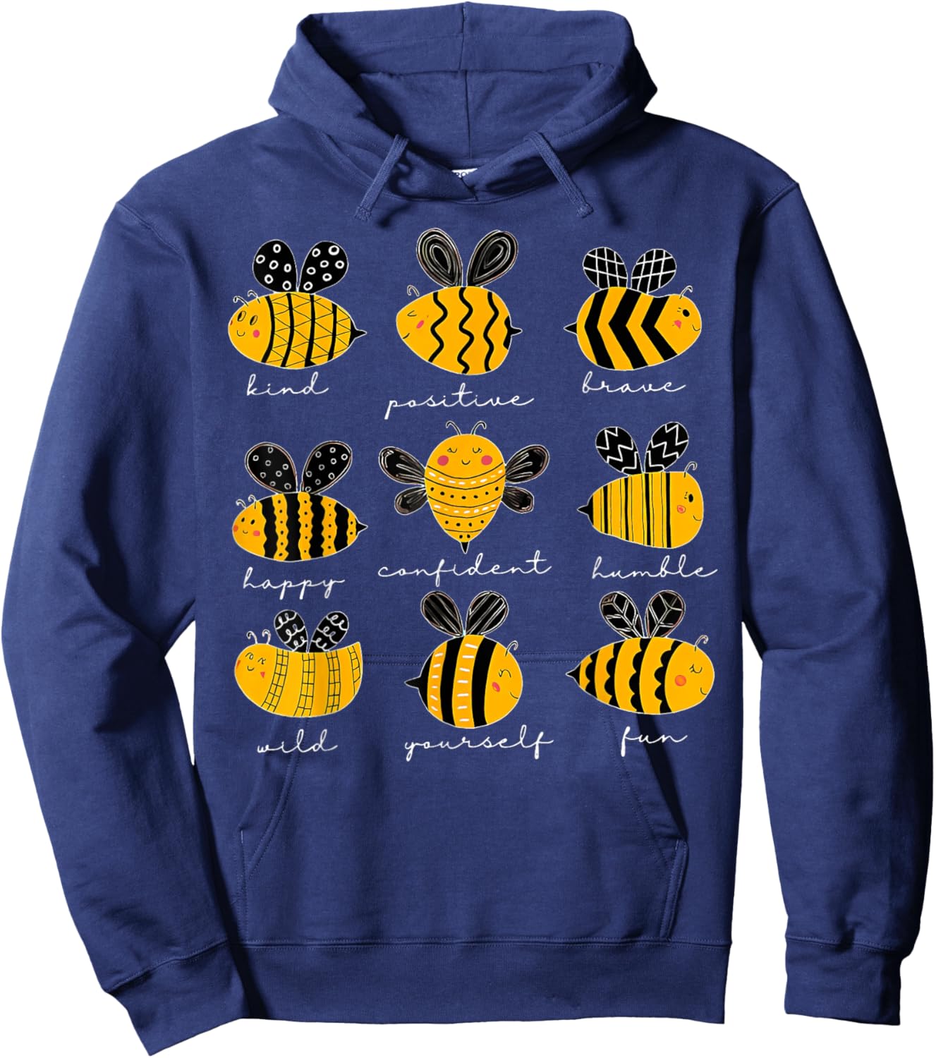 Bee Kind Positive Brave Happy Confident Humble Teacher Hoodie - Hoodie | Navy