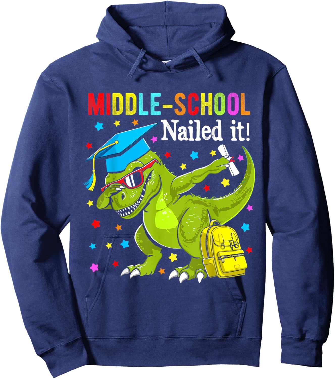 Middle school Nailed It shirt graduation dabbing unicorn Hoodie - Hoodie | Navy