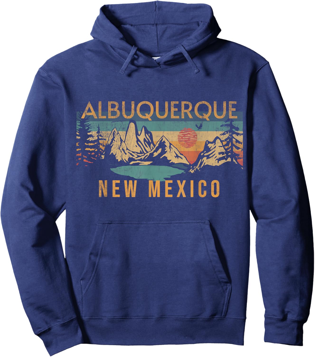 Albuquerque New Mexico USA Outdoor Vintage Albuquerque Blue Short Sleeve Classic Fit -Adults, Kids S Hoodie - Hoodie | Navy