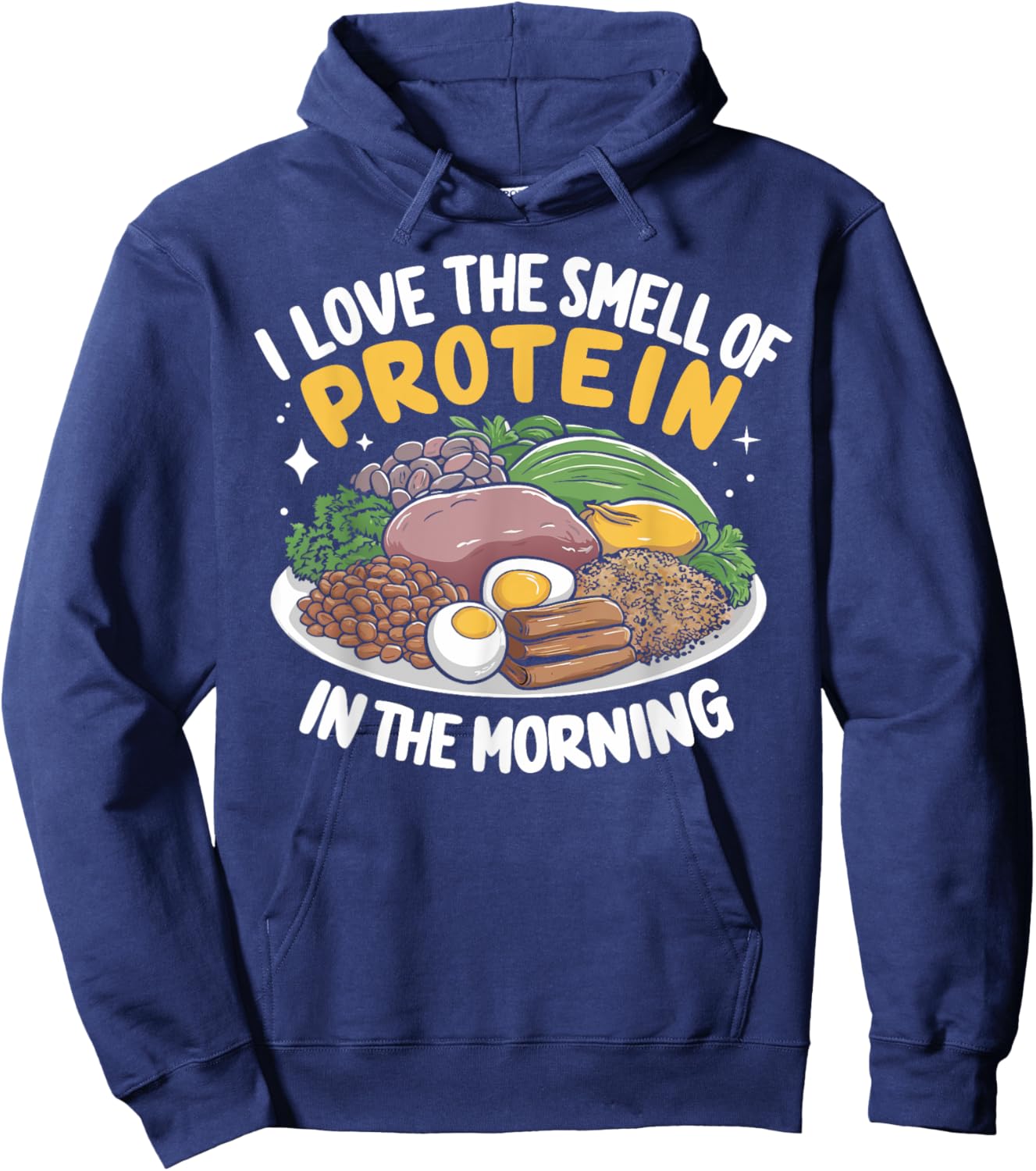 I love the Smell of Protein in the Morning Protein Hoodie - Hoodie | Navy