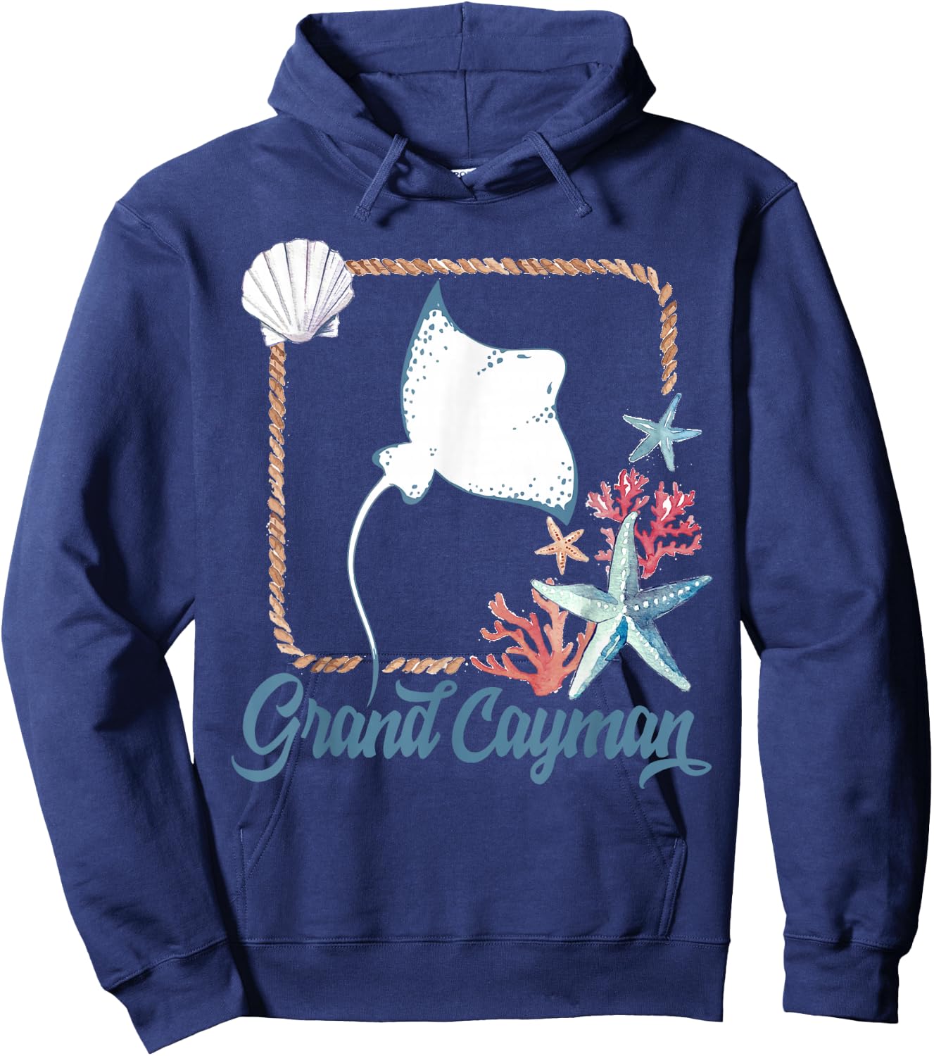 Grand Cayman Islands Turtle Tuna Stingray Blue Souvenir Gift Hoodie - Hoodie | Navy