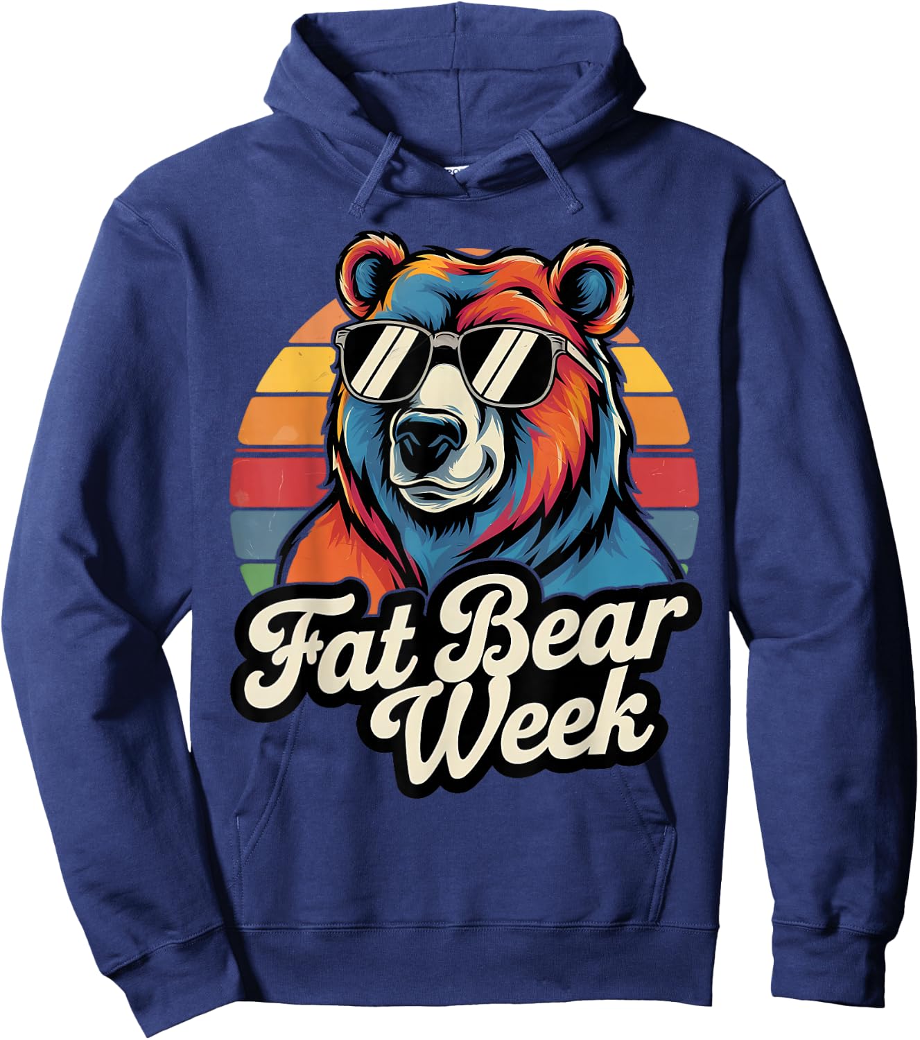Fat Bear Week Retro Bear Sunglasses Nature Lovers Hoodie - Hoodie | Navy