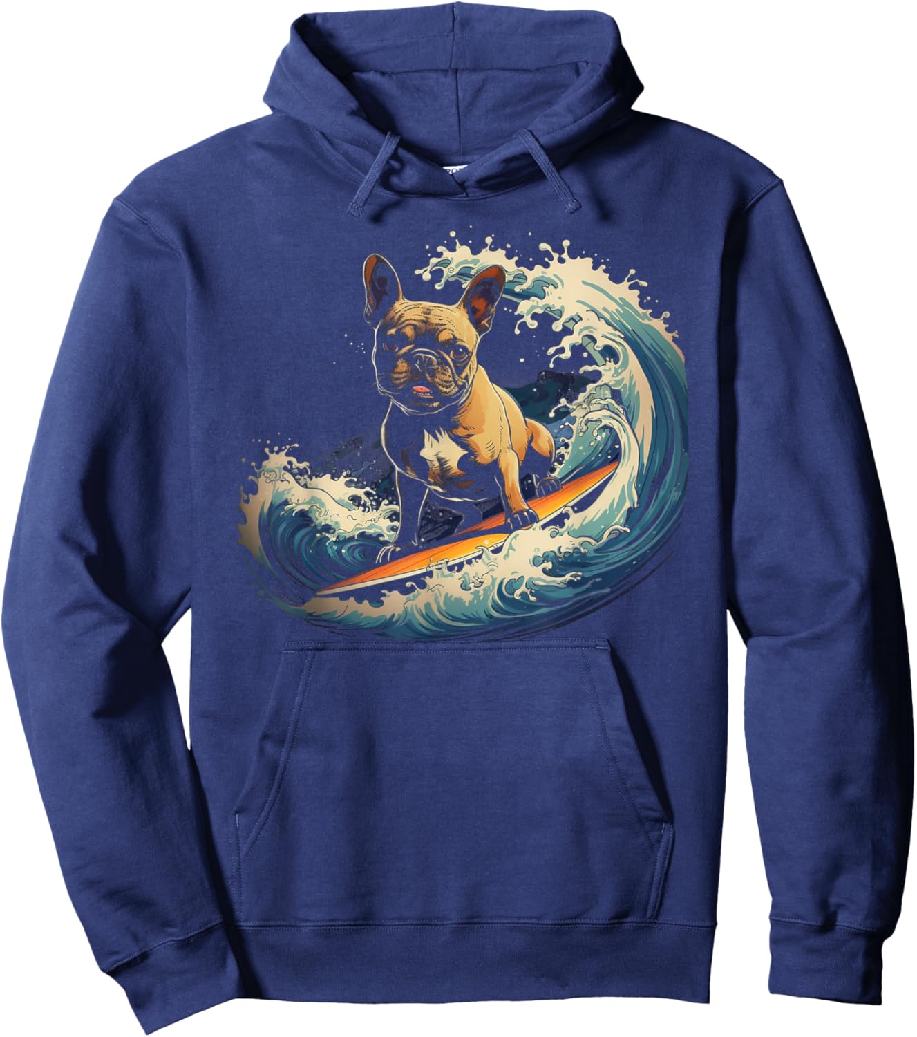 French Bulldog Surfing Funny Women Kids Hoodie - Hoodie | Navy
