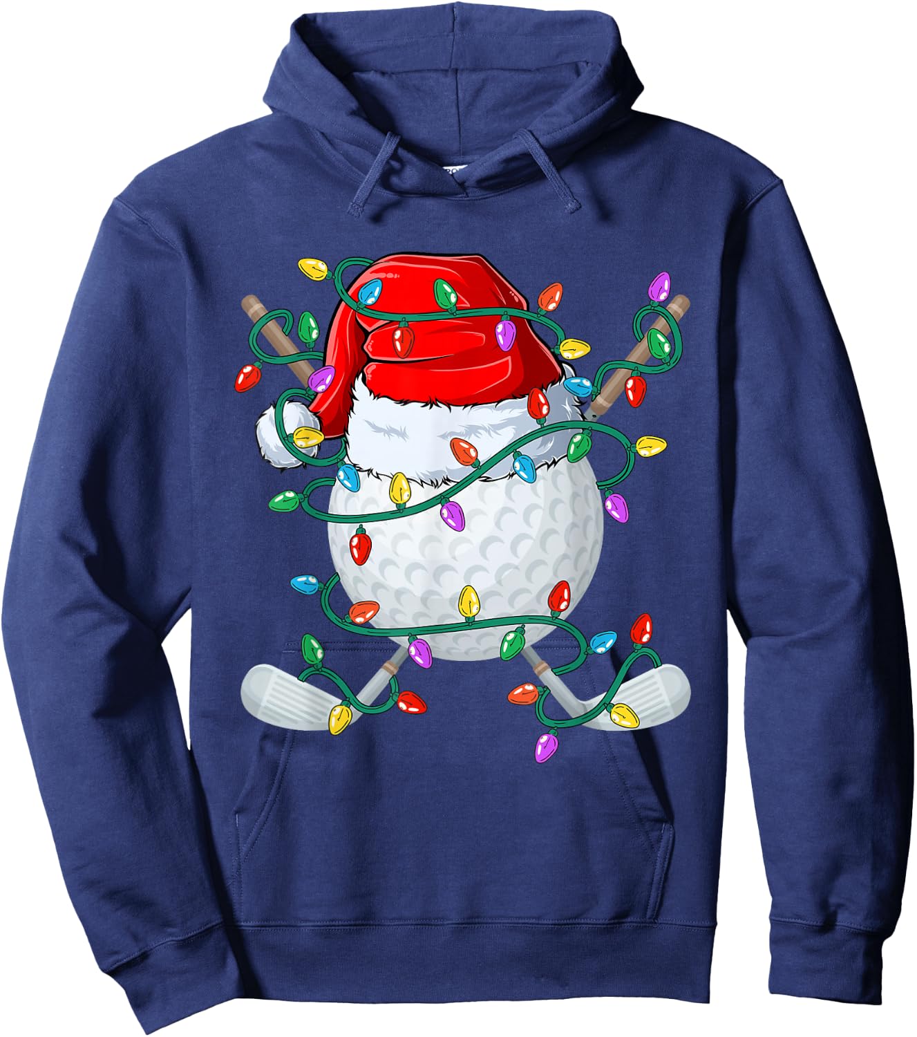 Christmas Golf Xmas Santa Sports Hat Golfer Golfing Funny Hoodie - Hoodie | Navy