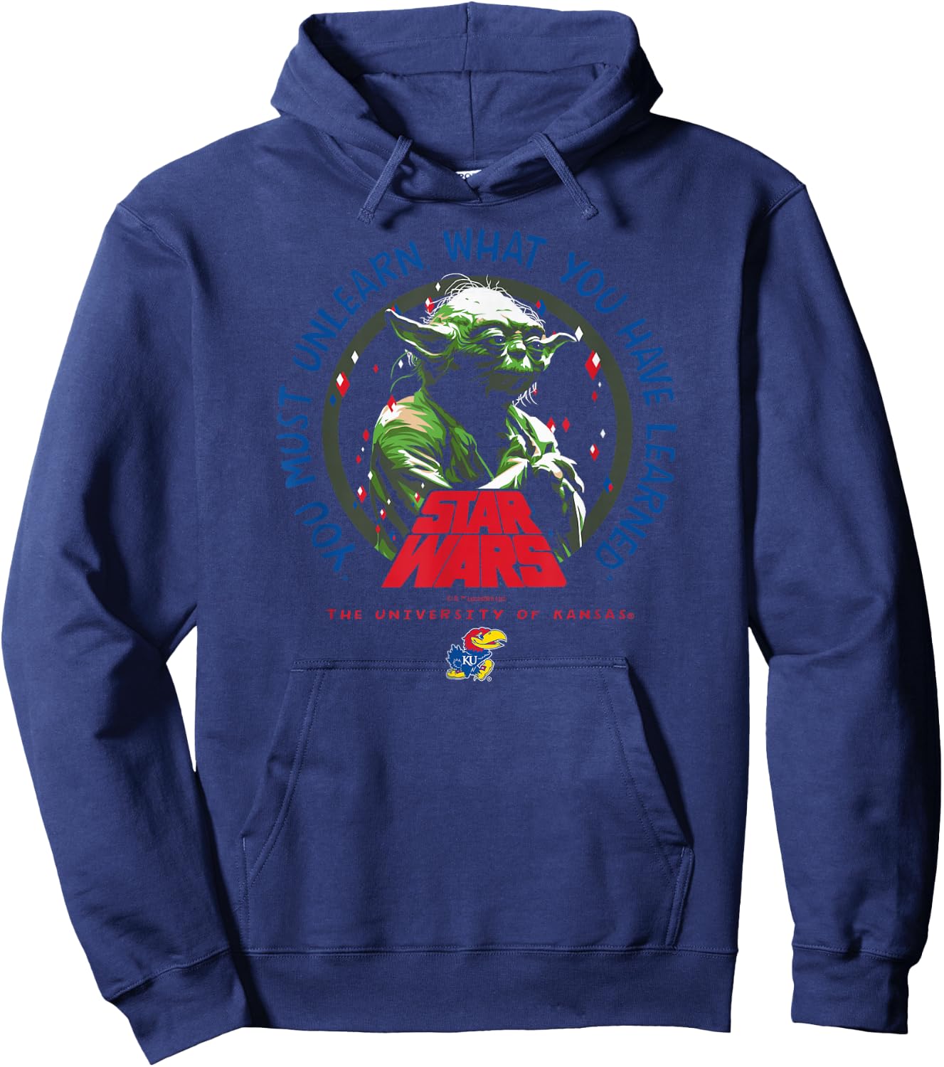 Kansas Jayhawks Star Wars Yoda Black Officially Licensed Hoodie - Hoodie | Navy