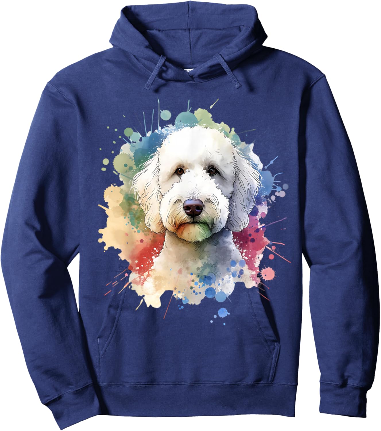 White Labradoodle Dog Watercolor Artwork Hoodie - Hoodie | Navy