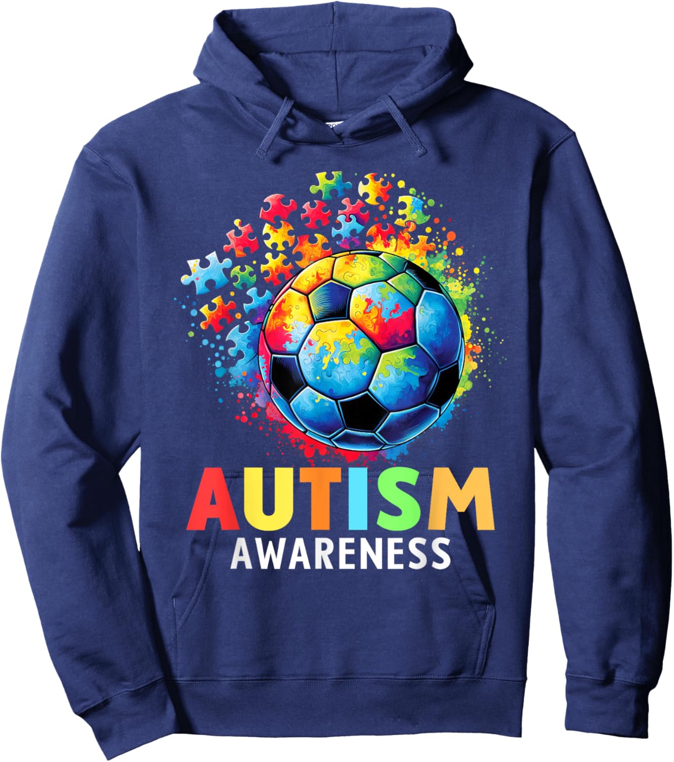 Autism Soccer Ball Autistic Autism Awareness Colorful Hoodie - Hoodie | Navy
