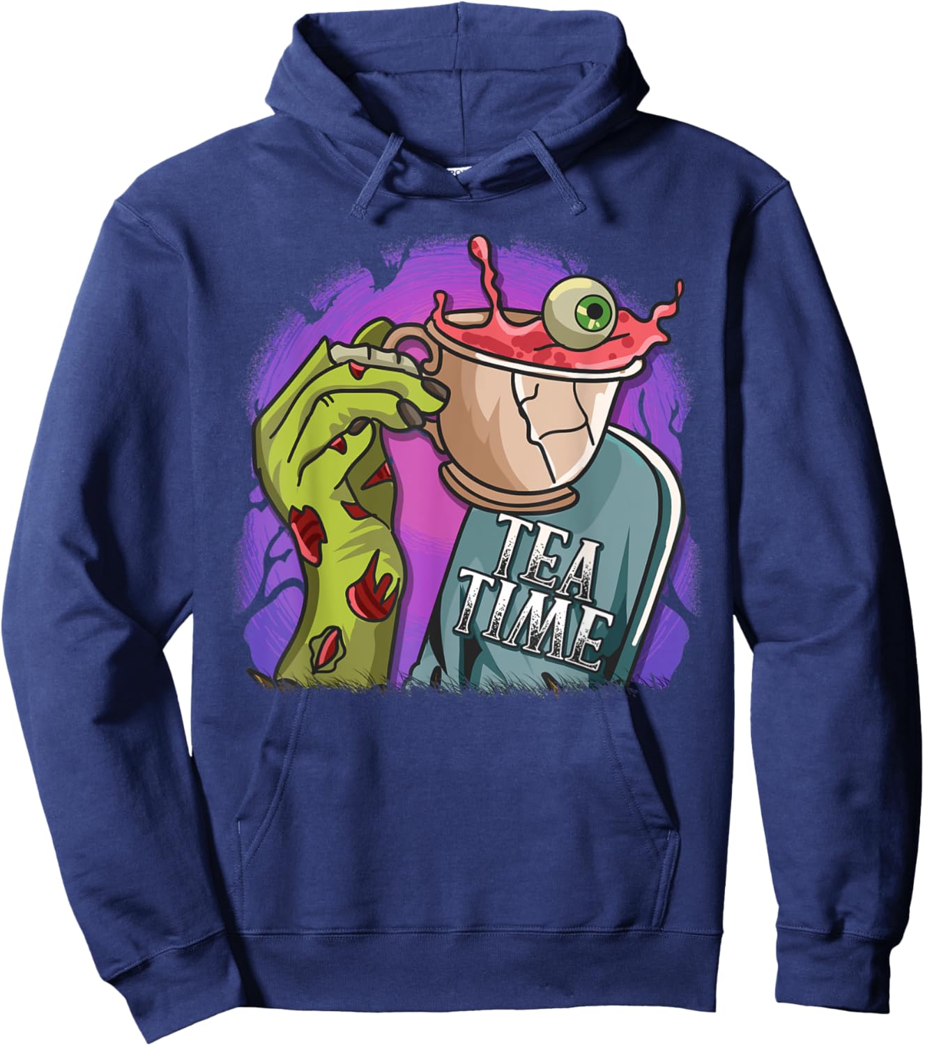 Funny Zombie Hand Tea Time Spooky Halloween Costume Hoodie - Hoodie | Navy
