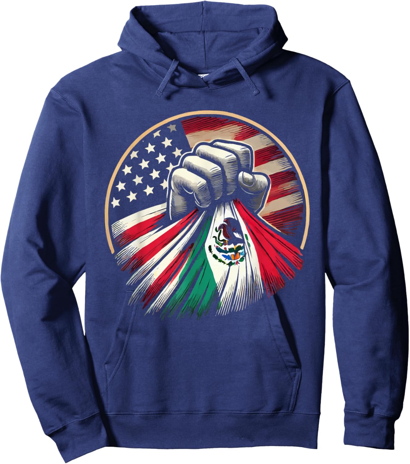 Half Mexican Half American USA Flag Mexico America Hoodie - Hoodie | Navy