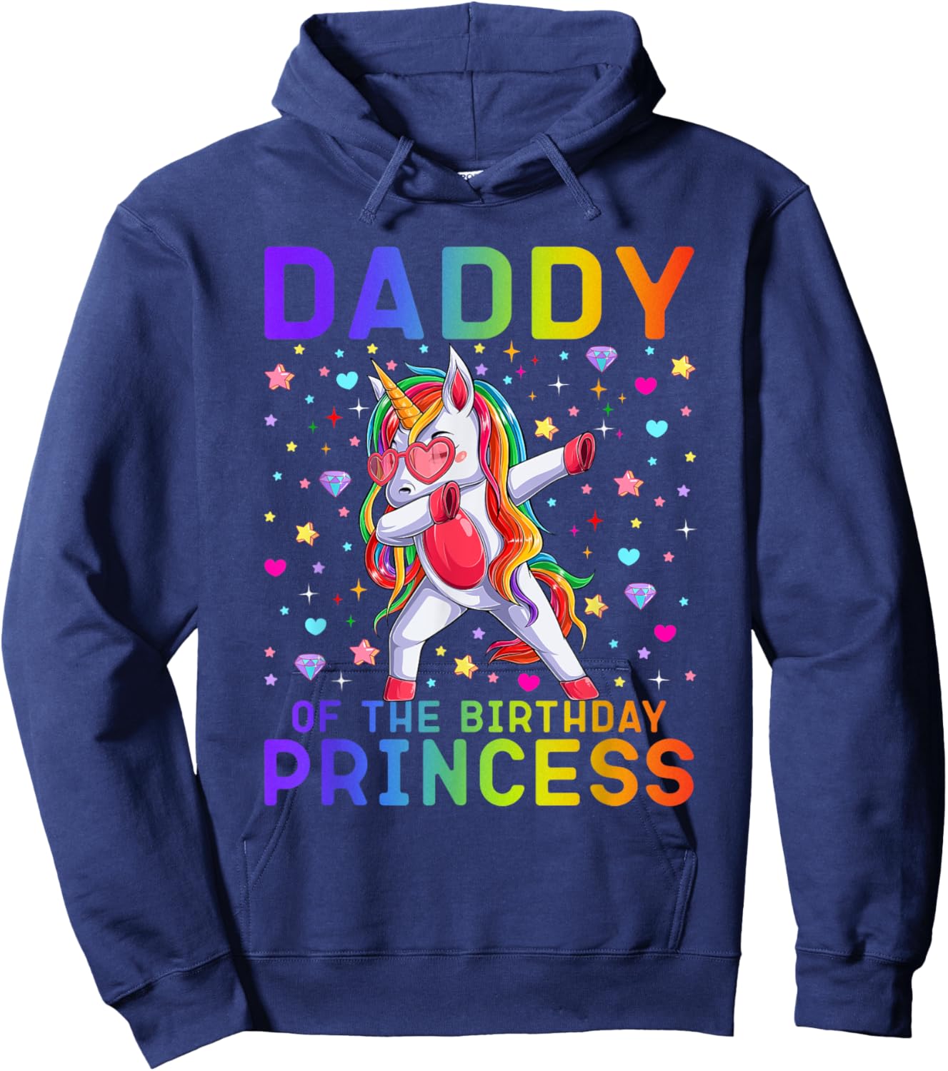 Daddy of the Birthday Princess Girl Dabbing Unicorn Dadacorn Hoodie - Hoodie | Navy