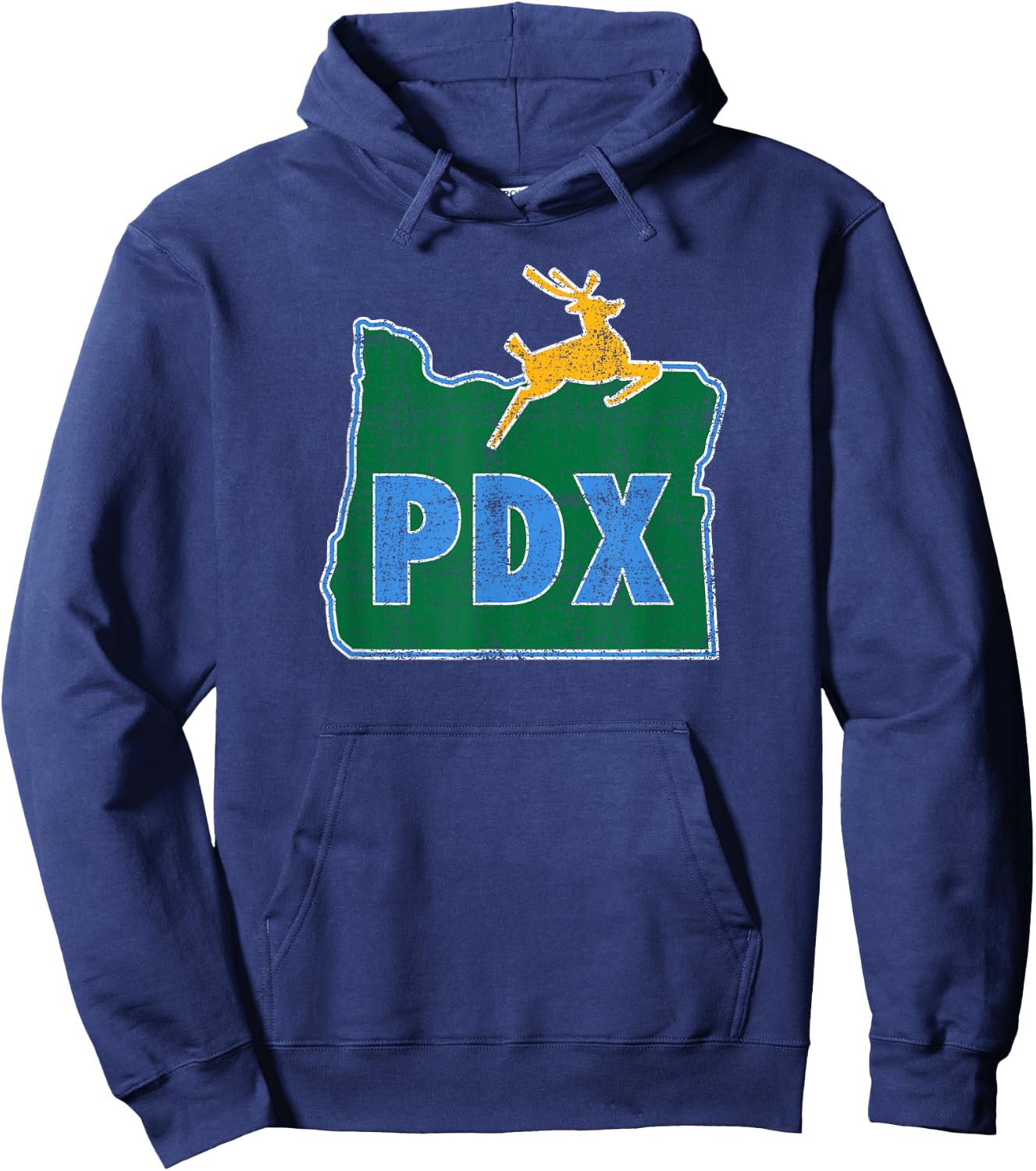 Portland Oregon Sign: PDX Flag Distressed - Portland Oregon Hoodie - Hoodie | Navy