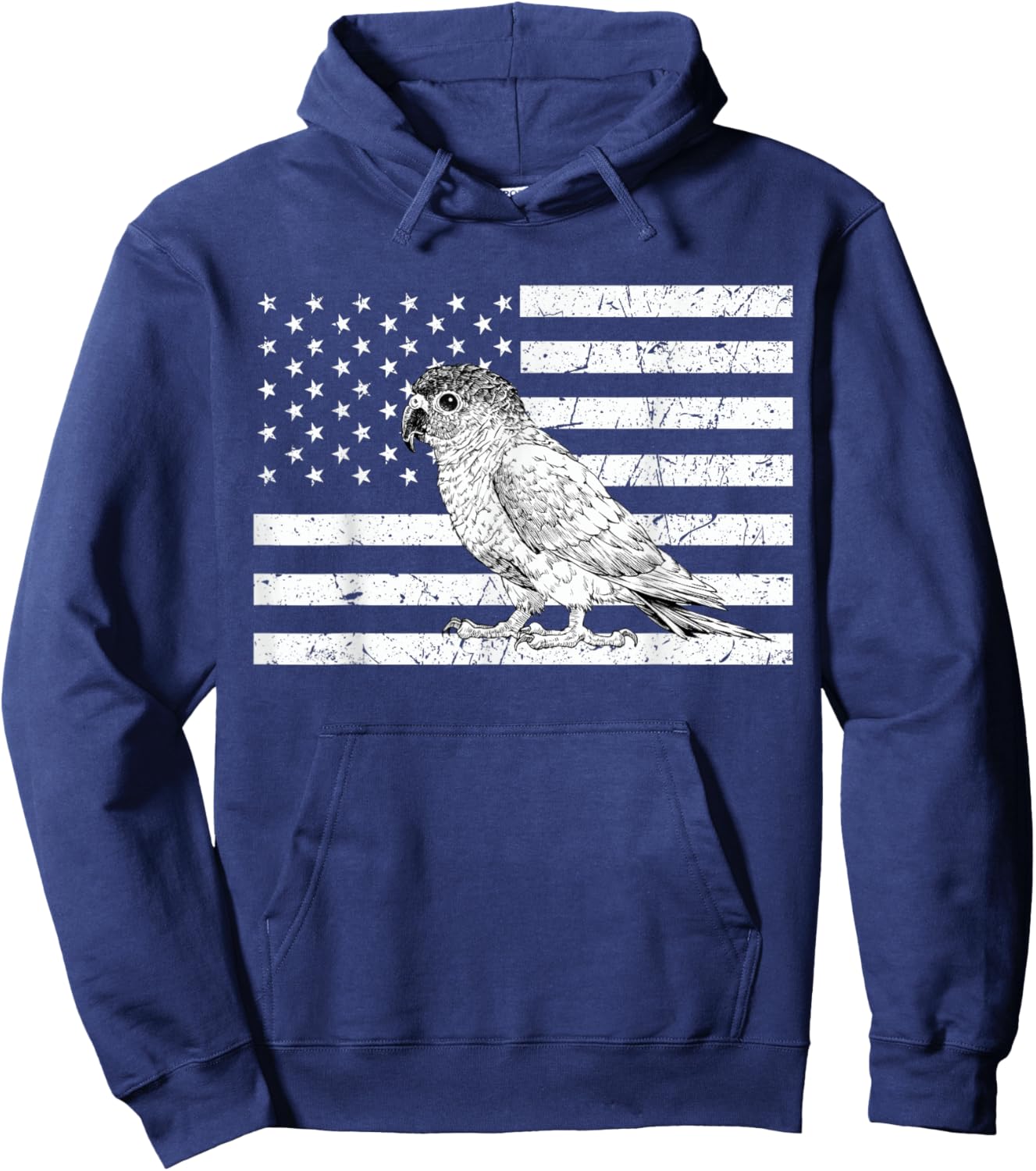 Green Cheek Conure 4th of July US American Flag Patriotic Hoodie - Hoodie | Navy