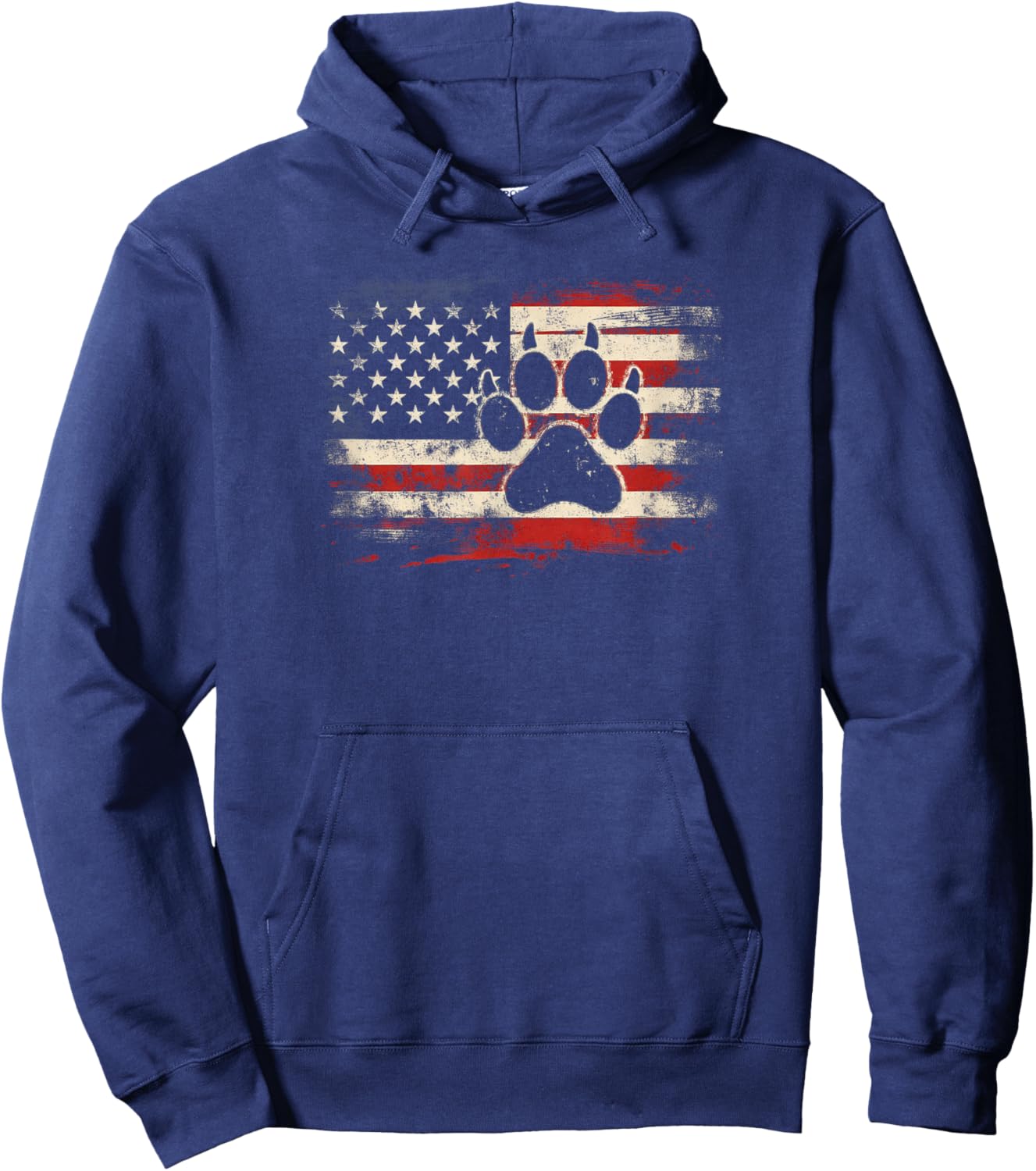 4th Of July American Flag Patriotic Dog & Cat Paw Print Hoodie - Hoodie | Navy