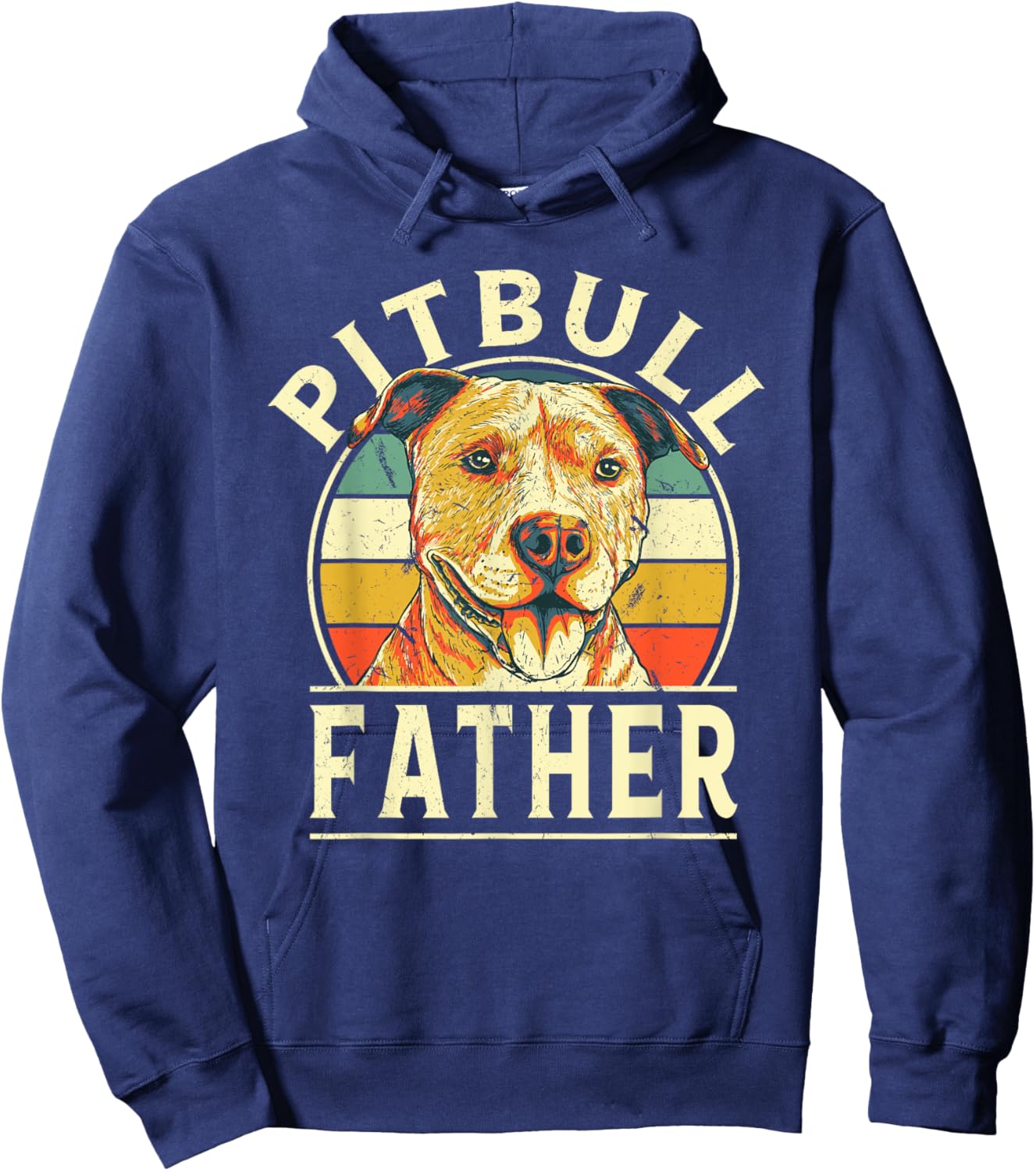 Pitbull Father Retro Dad Vintage Daddy Dog Breed Dog Theme Hoodie - Hoodie | Navy