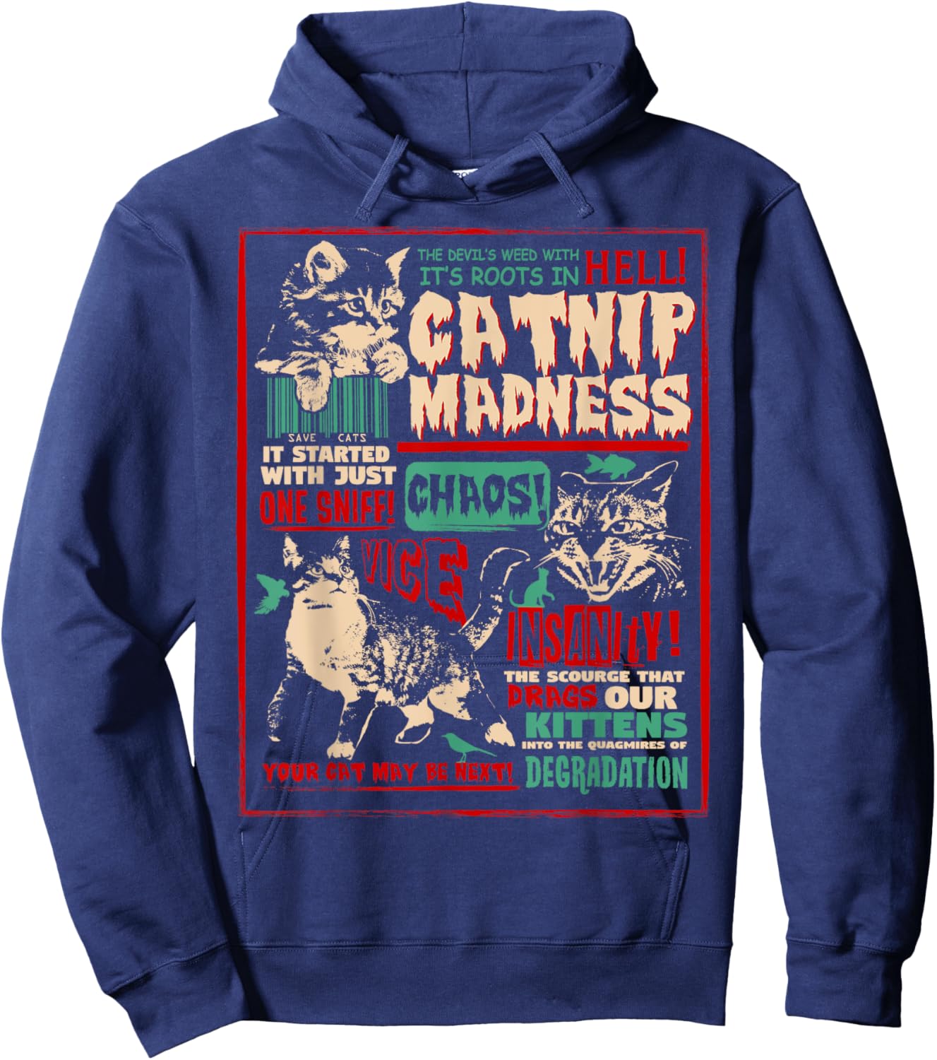 Catnip Madness Cute Kitten Cat Lover Gift Cat Owners Hoodie - Hoodie | Navy