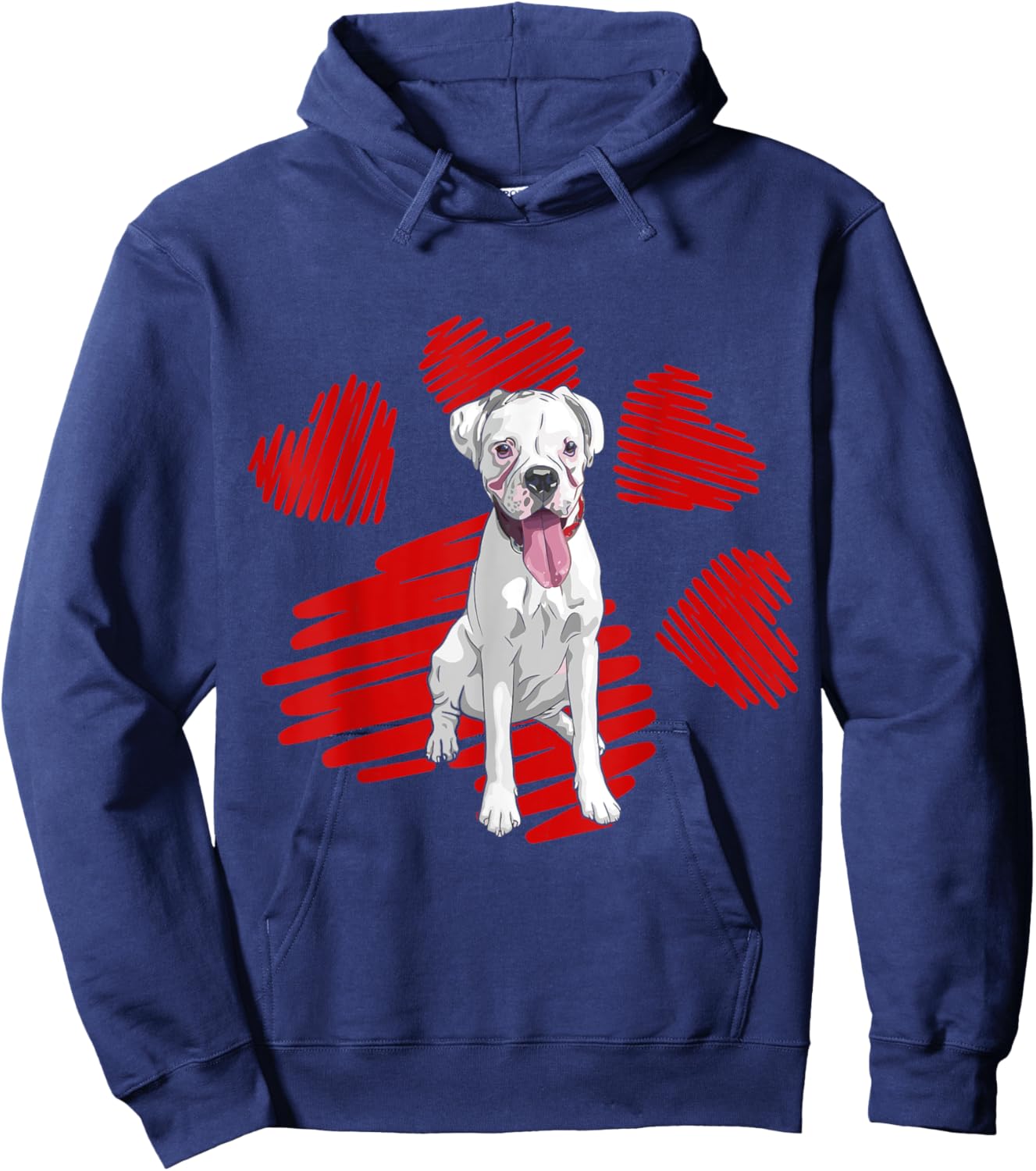 I Love My White Boxer Dog Paw Heart Valentines Day Men Women Hoodie - Hoodie | Navy
