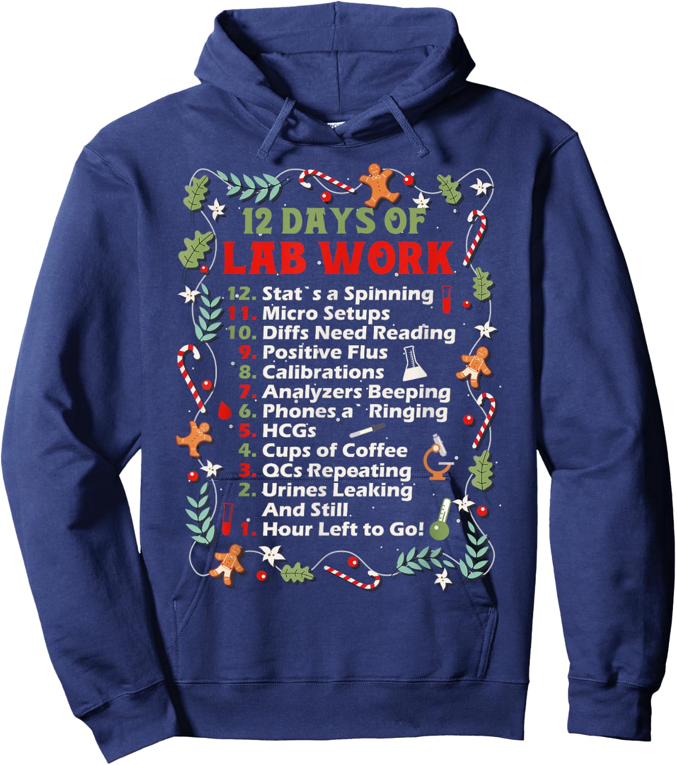 12 Days of lab Technician Christmas Funny Medical Laboratory Hoodie - Hoodie | Navy