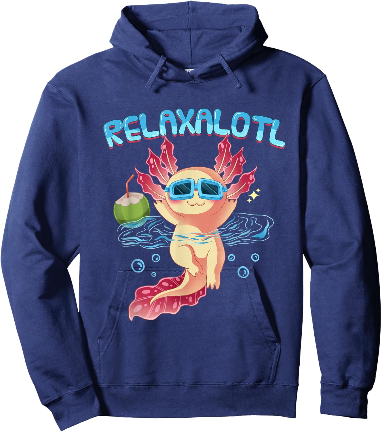 Relaxalotl Axolotl Vacation Trip Beach Swimming Hoodie - Hoodie | Navy