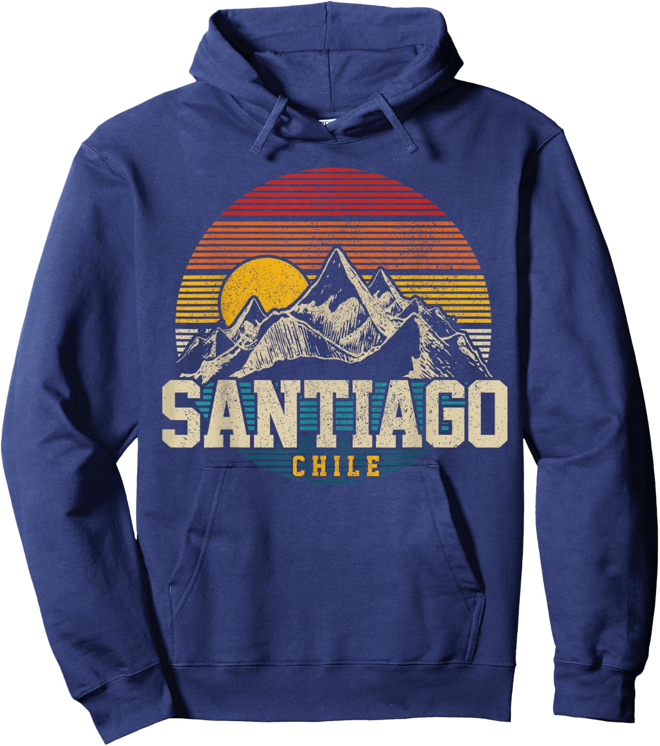 Santiago Chile Vintage Mountains Retro Souvenir Gift Hoodie - Hoodie | Navy