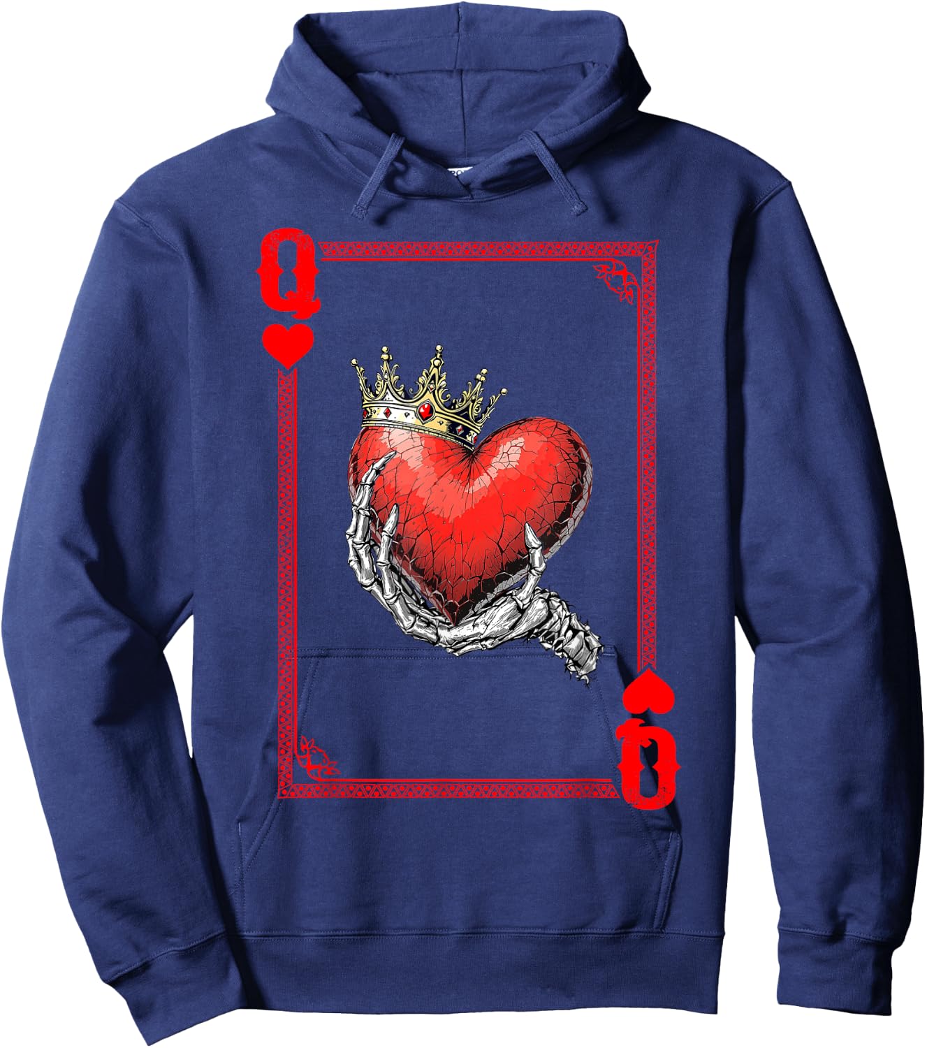 Queen King Of Hearts Playing Card Couple Matching Valentine Hoodie - Hoodie | Navy