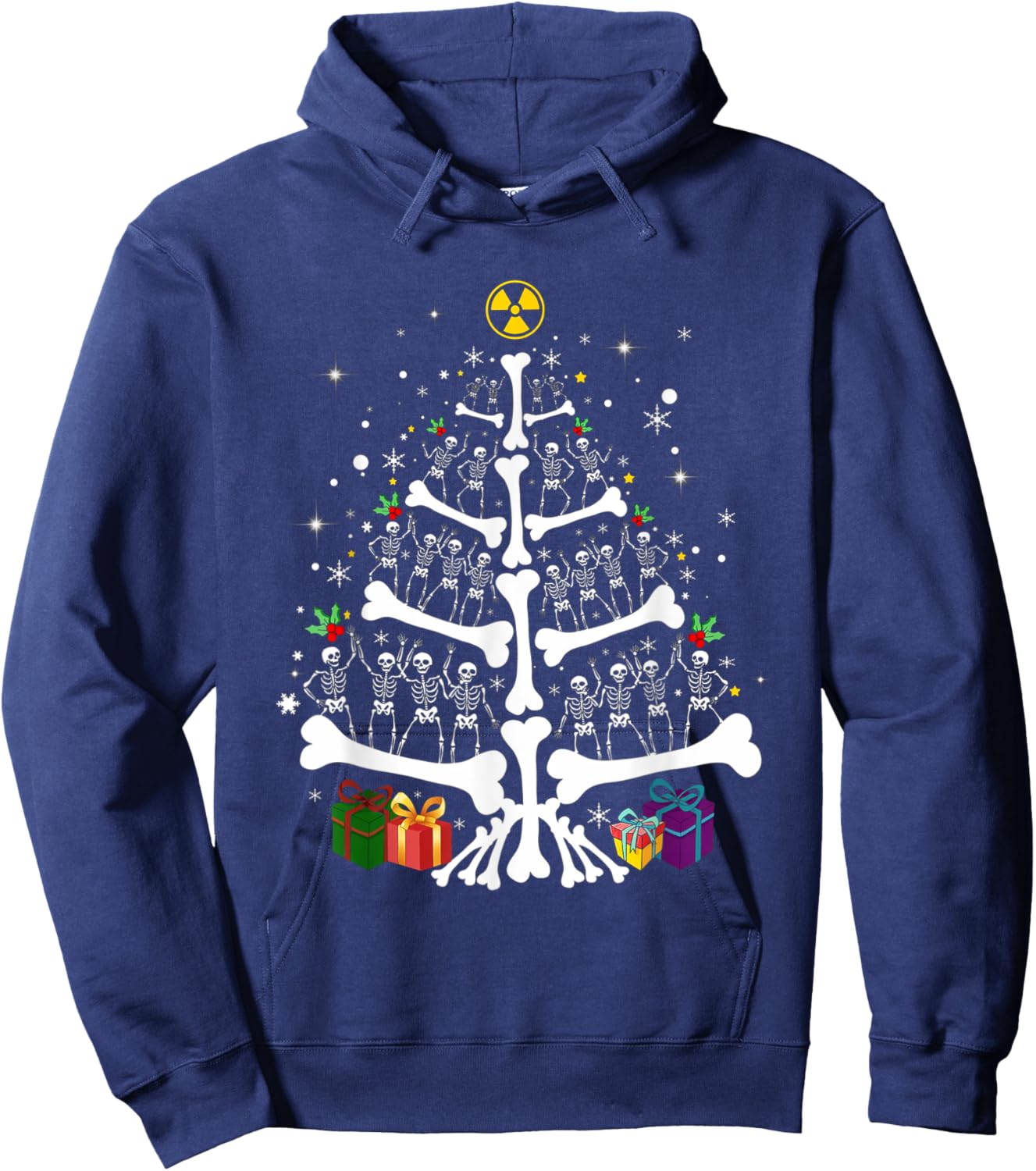 Women Radiology Skeleton Christmas Tree Xray Tech Team Hoodie - Hoodie | Navy