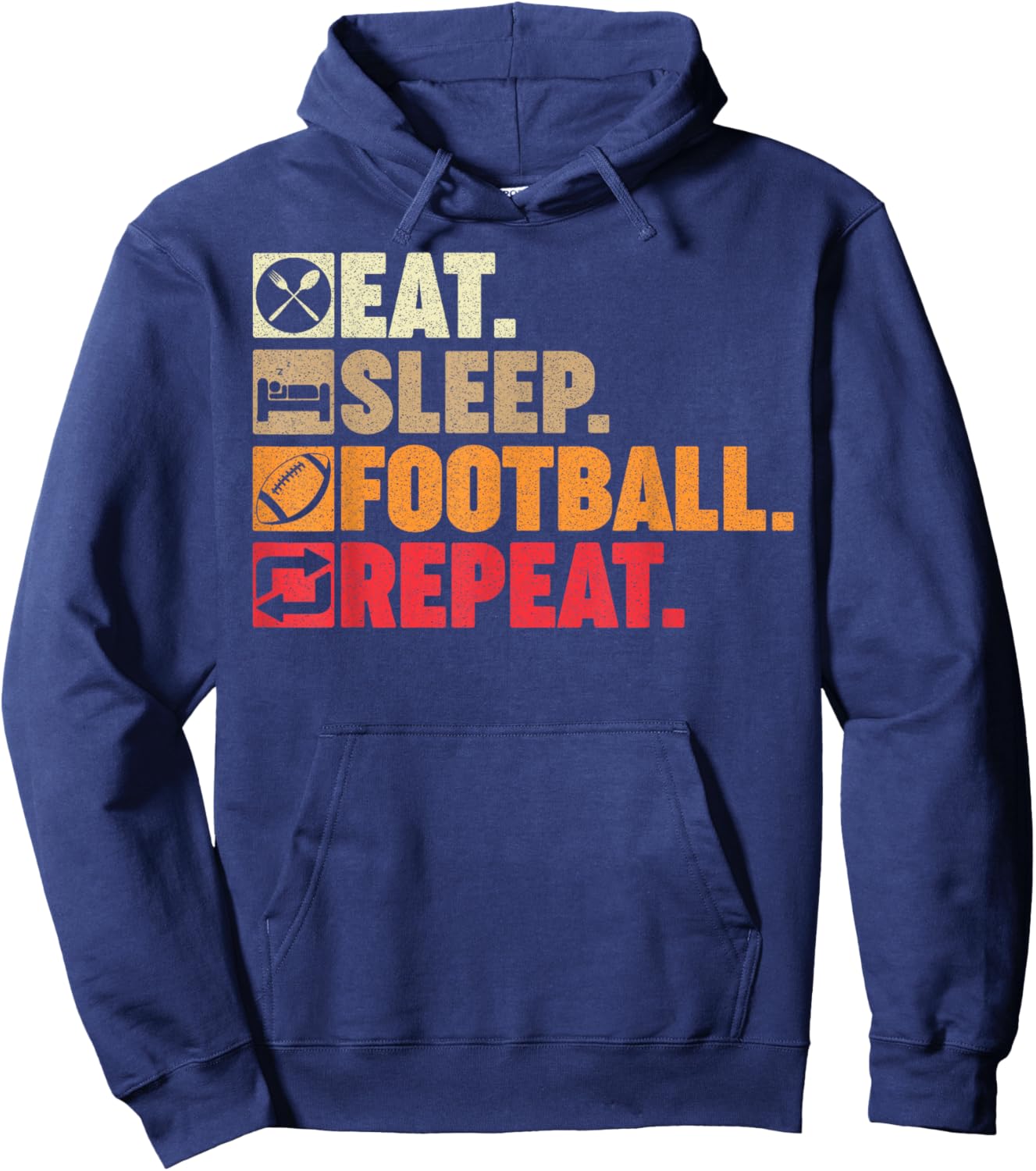 Eat Sleep American Football Repeat Men Teens Boys Coach Hoodie - Hoodie | Navy
