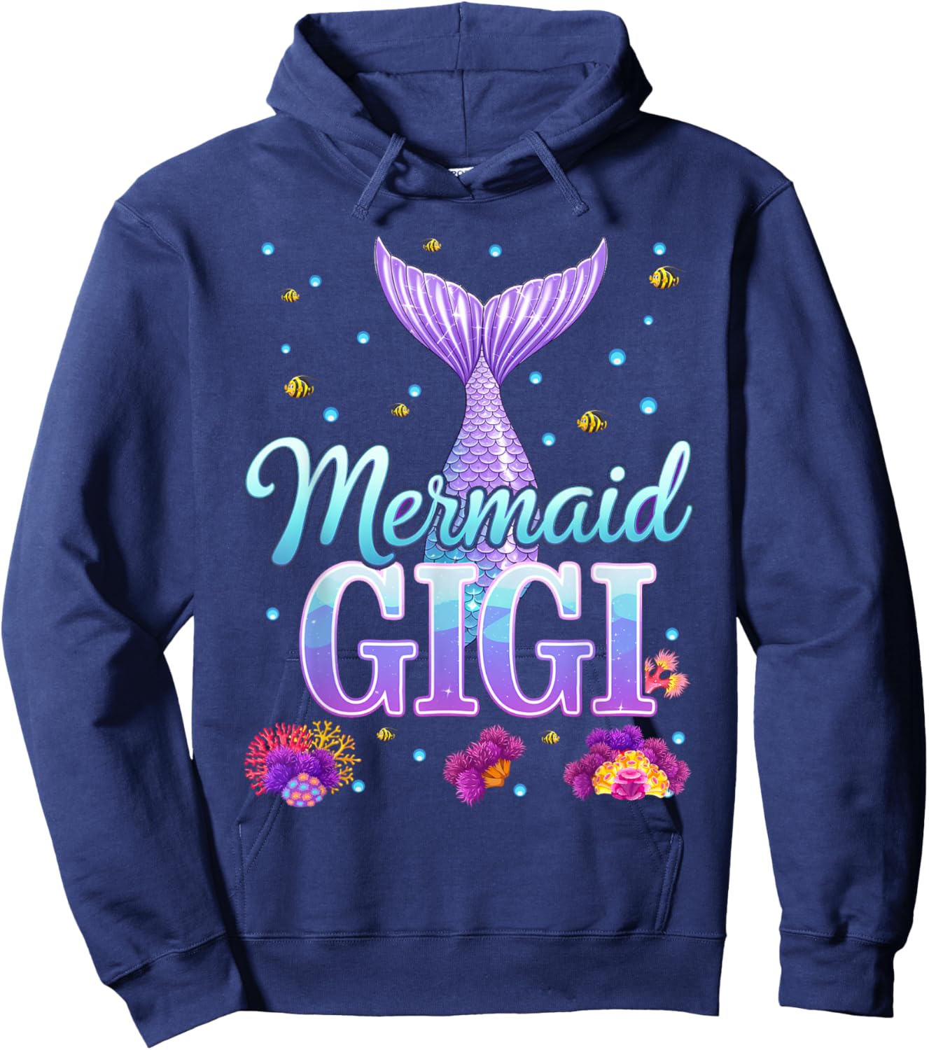 Mermaid Gigi Funny Birthday Party Hoodie - Hoodie | Navy