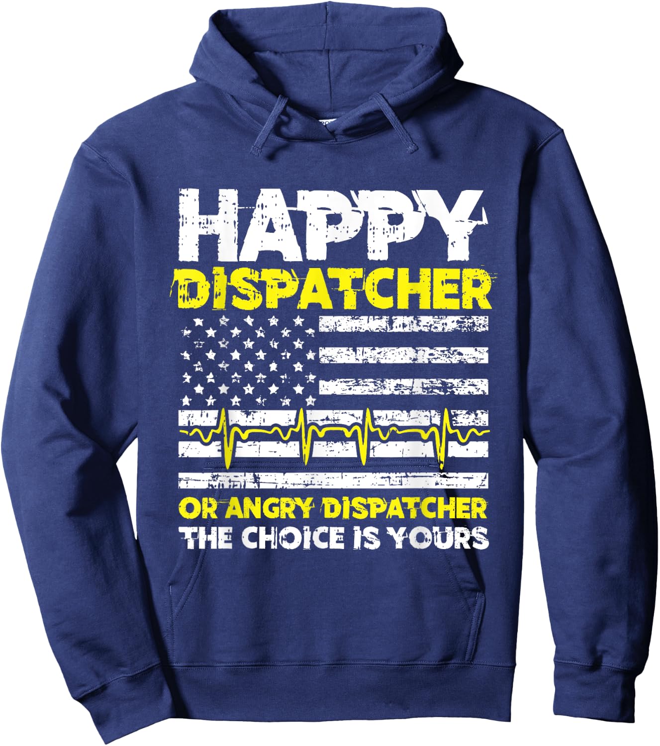American Flag 911 Operator Dispatch-er Police Fire EMS Gift Hoodie - Hoodie | Navy