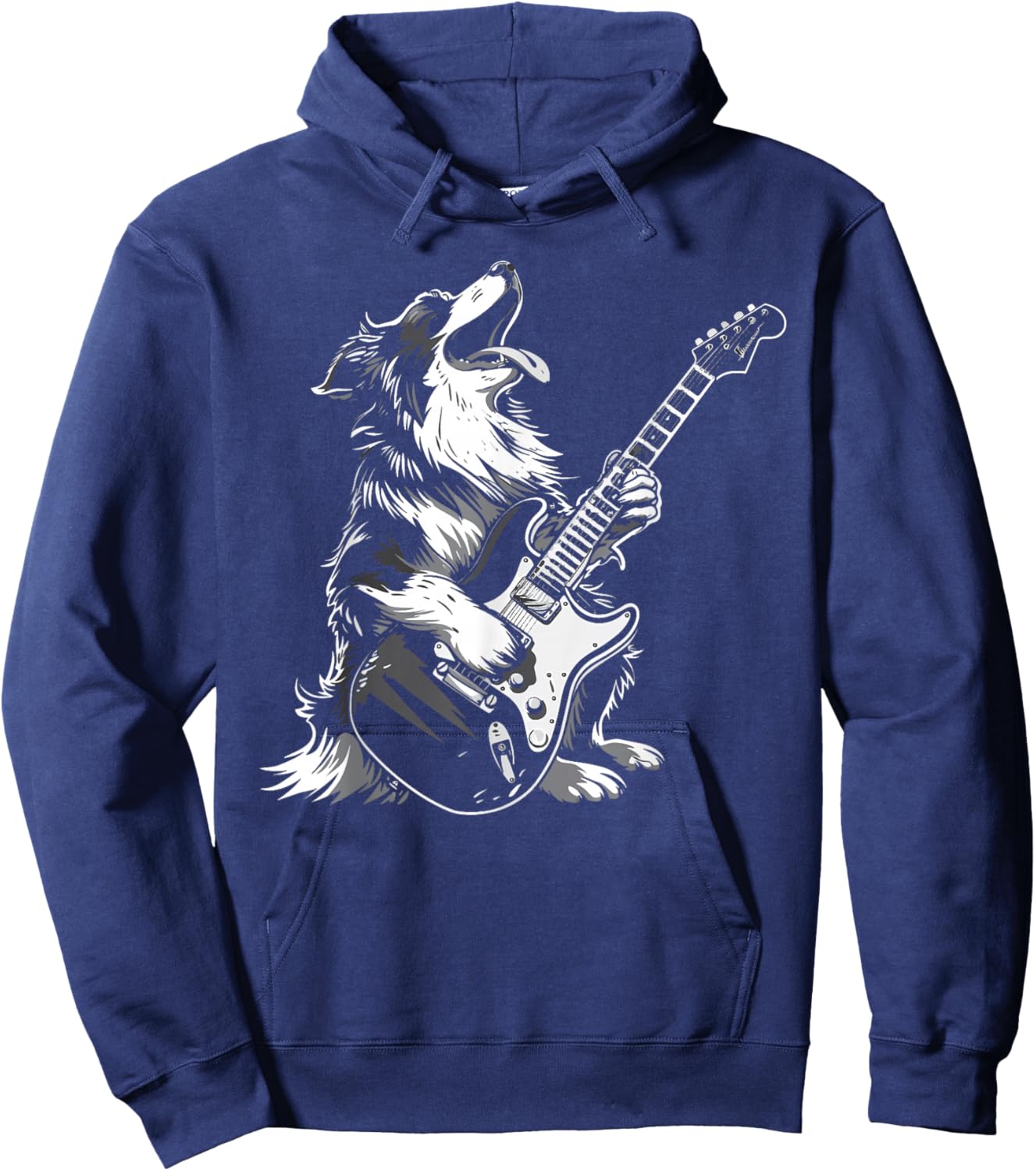 Dog Guitarist Guitar - Australian Shepherd Dad Mom Hoodie - Hoodie | Navy
