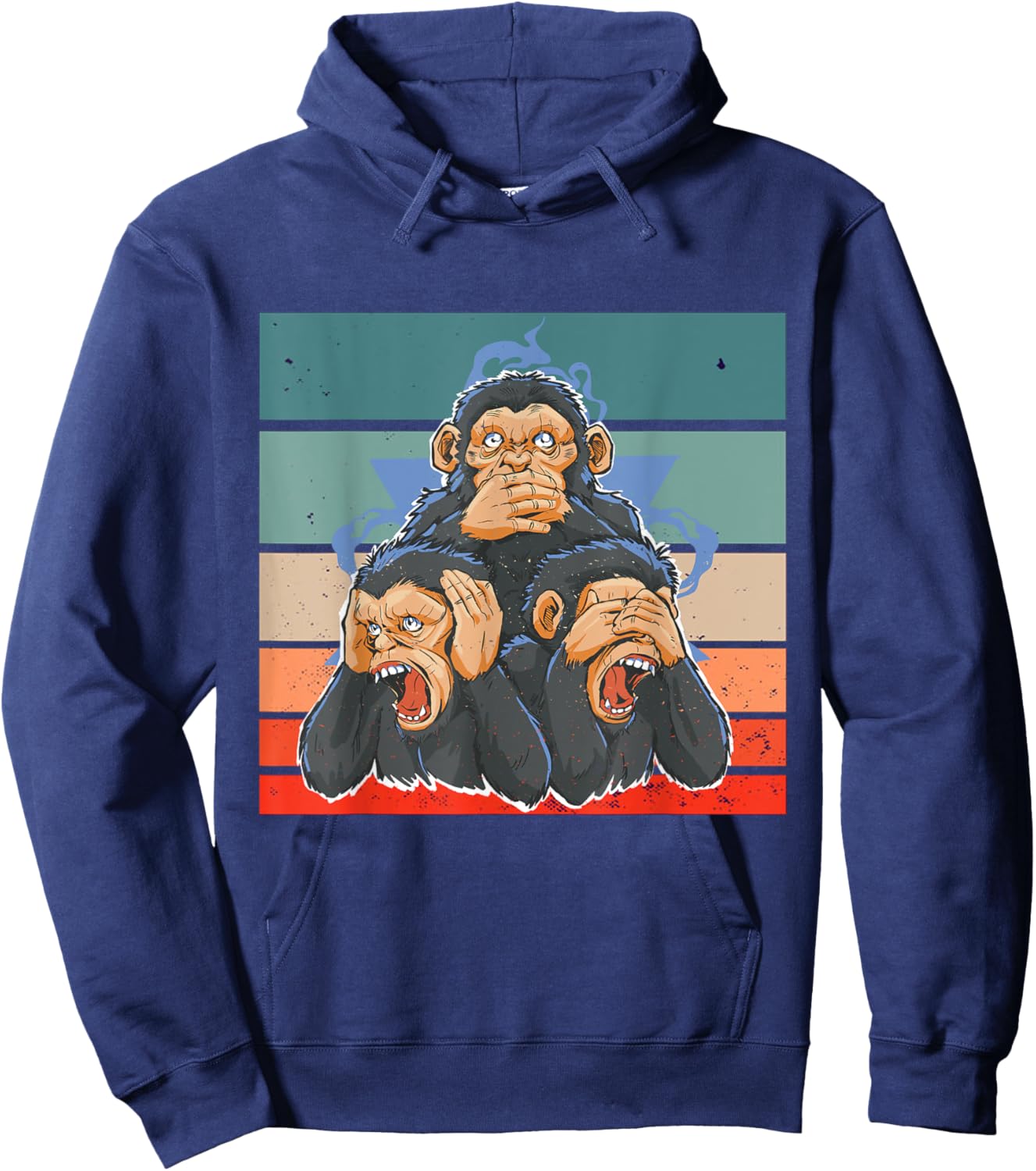 Monkeys see no evil hear no evil speak no evil wisdom Humor Hoodie - Hoodie | Navy