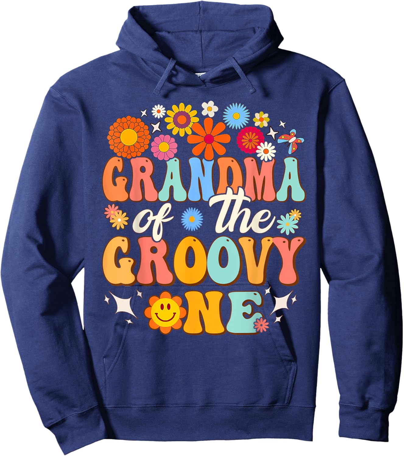 Retro Grandma of Groovy One Matching Family 1st Birthday Hoodie - Hoodie | Navy