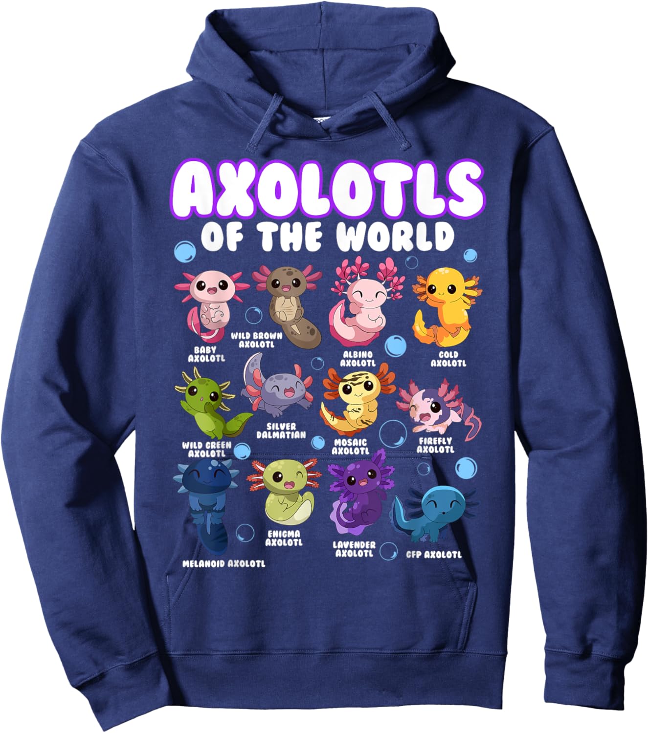 Axolotl Shirt Cute Axolotls Animals of the World Herpetology Hoodie - Hoodie | Navy