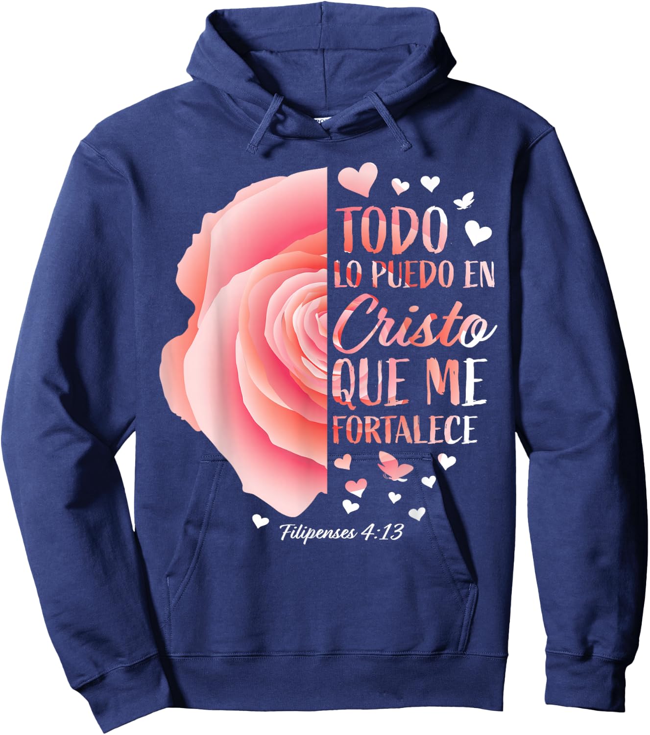 Christian Gifts Women Spanish Bible Verse Sayings Religious Hoodie - Hoodie | Navy