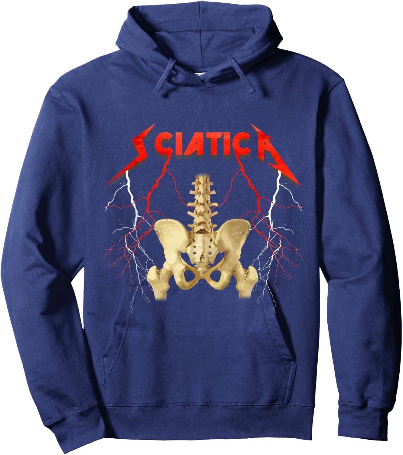 Sciatica Skeleton Nerve Rock Musician Humor Hoodie - Hoodie | Navy